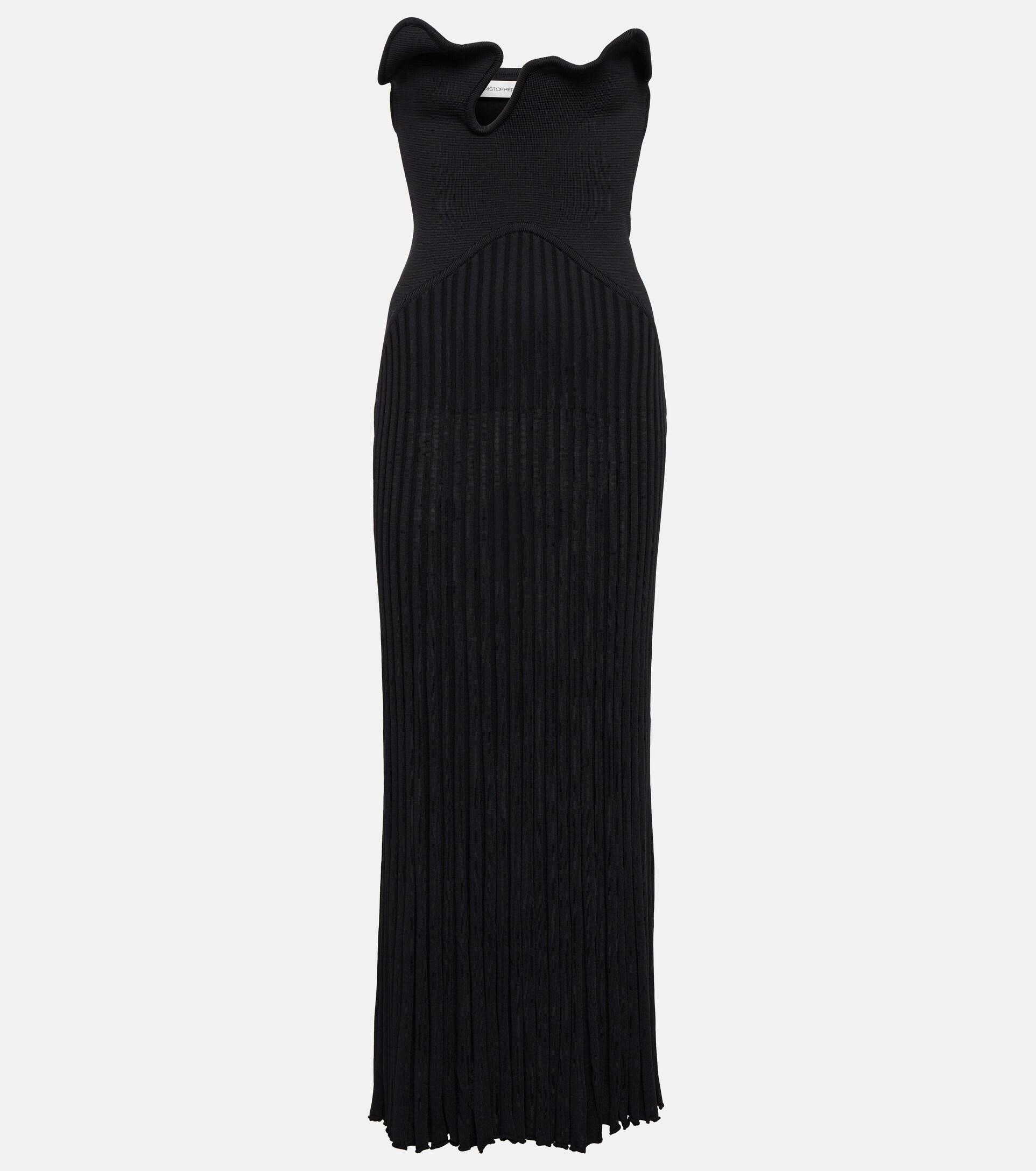 Christopher Esber Cutout Pleated Ribbed-knit Maxi Dress in Black | Lyst