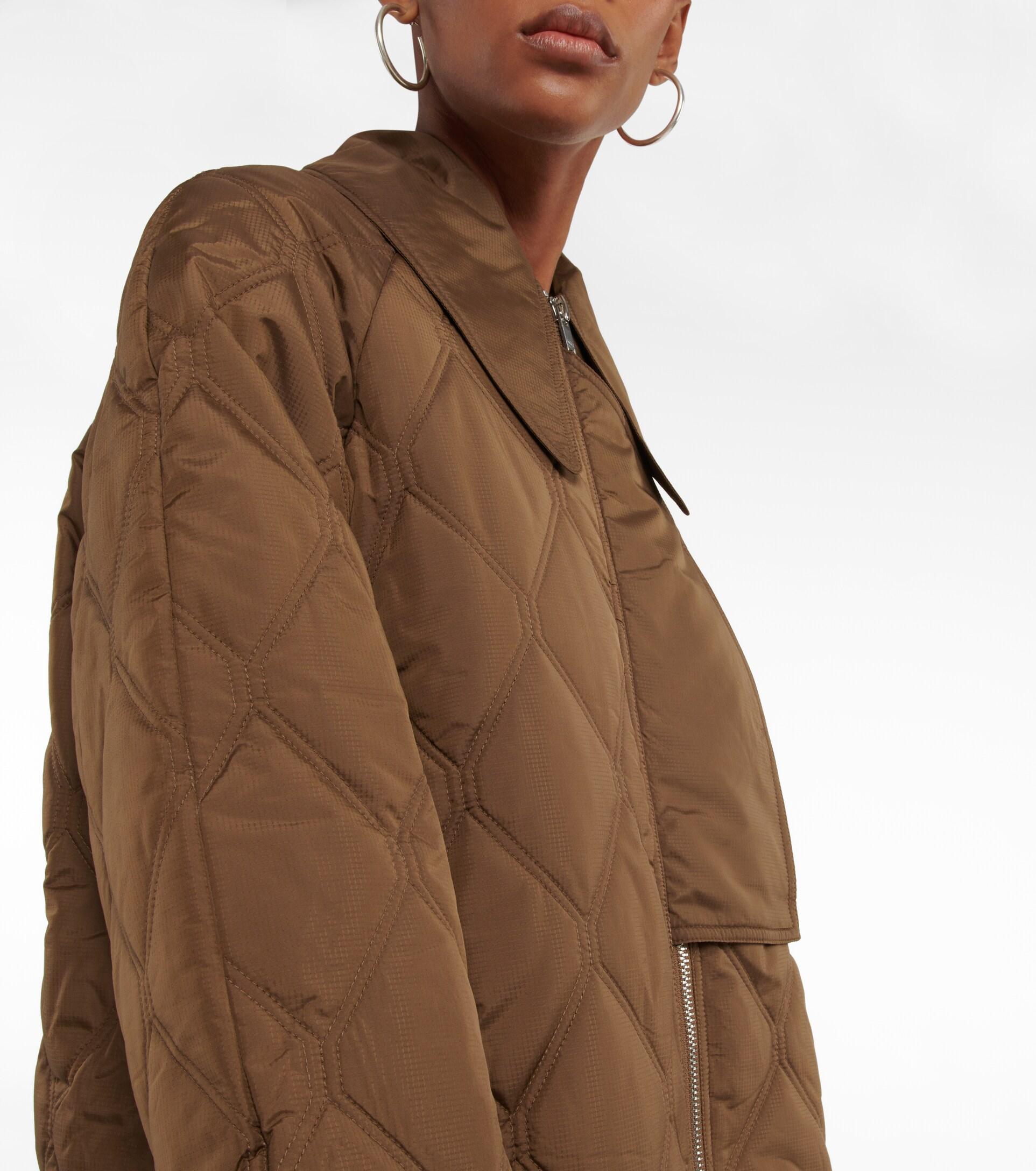 Ganni Oversized Quilted Coat in Brown | Lyst
