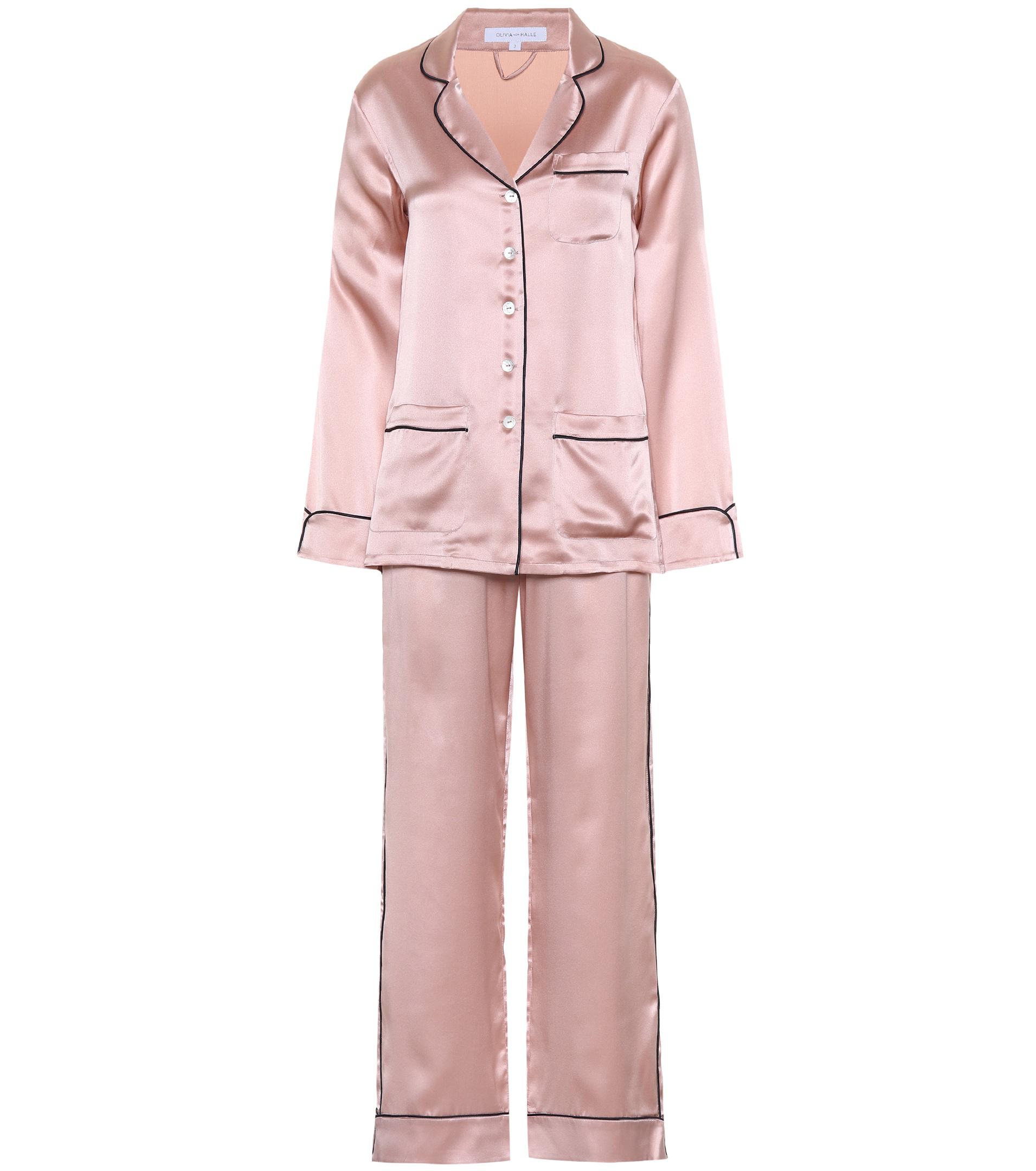 Olivia Von Halle Coco Silk Pyjama Set in Pink | Lyst