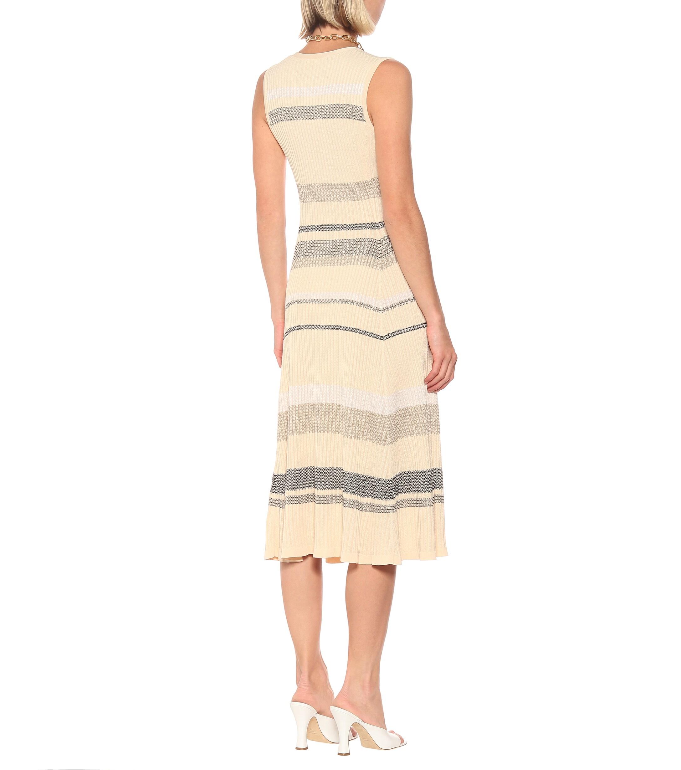 Proenza Schouler Striped Knit Midi Dress in Beige (Natural) Lyst
