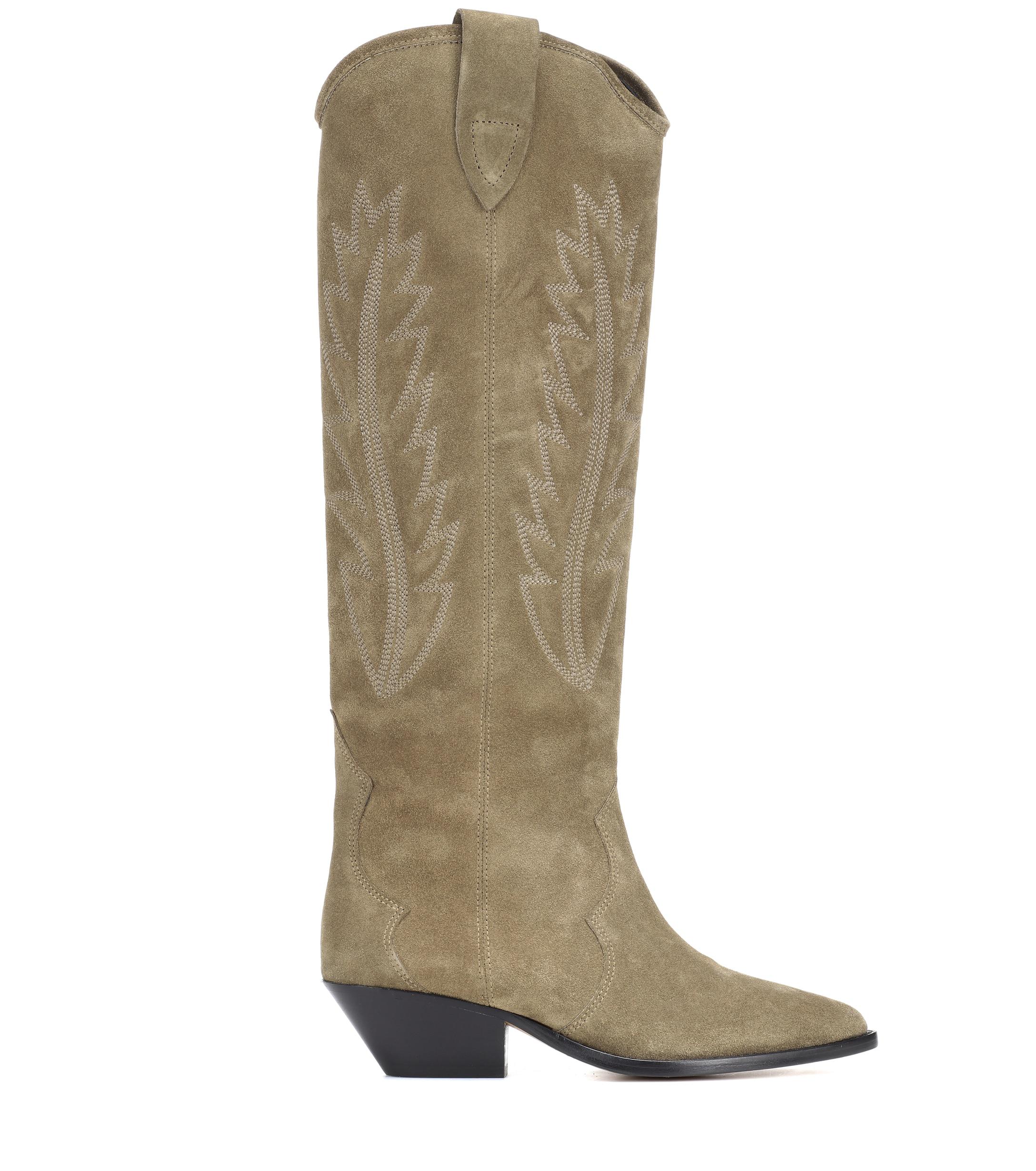 Isabel Marant Denzy Suede Cowboy Boots in Natural | Lyst