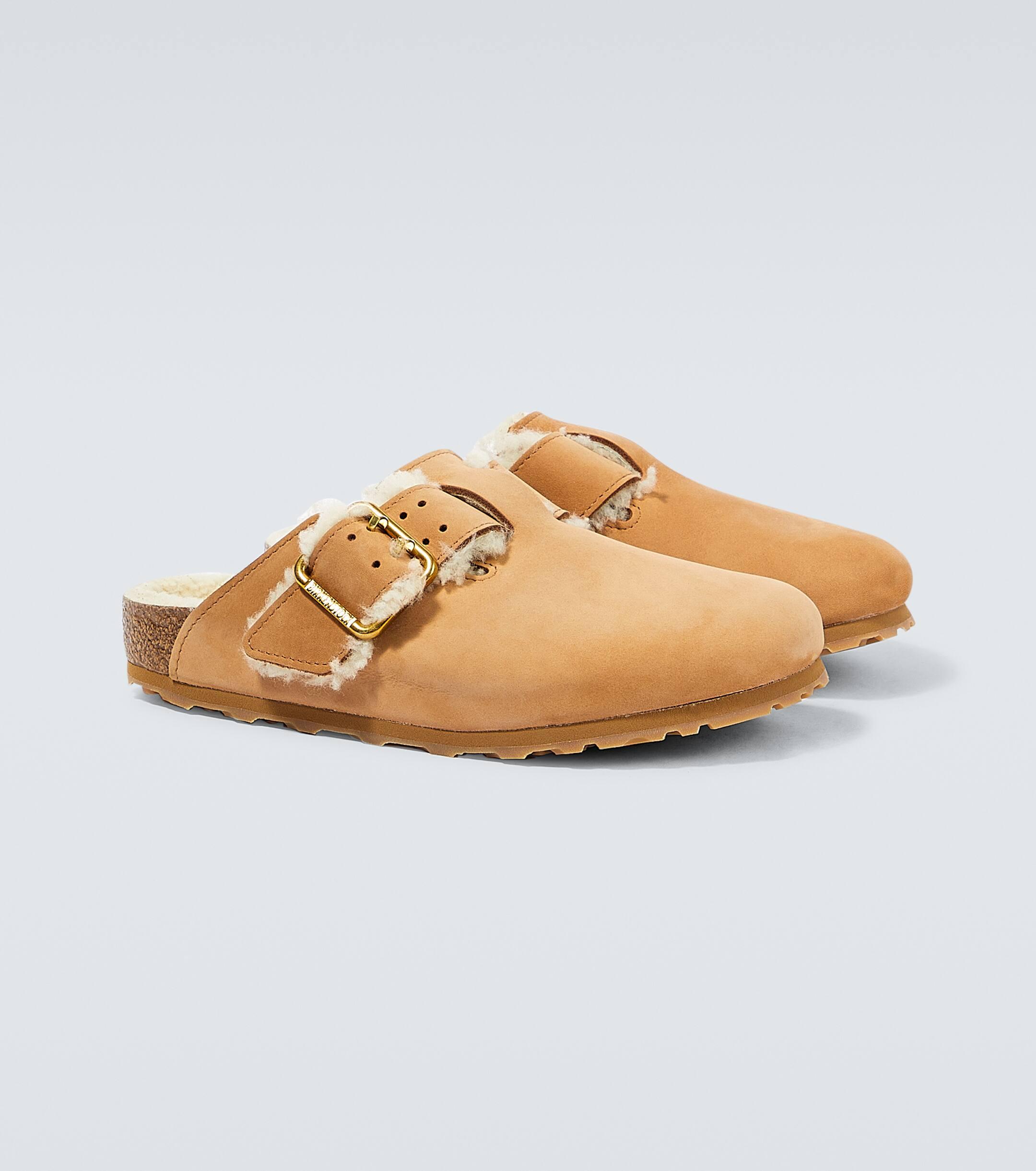 Birkenstock Boston Nubuck And Shearling Clogs in Brown for Men