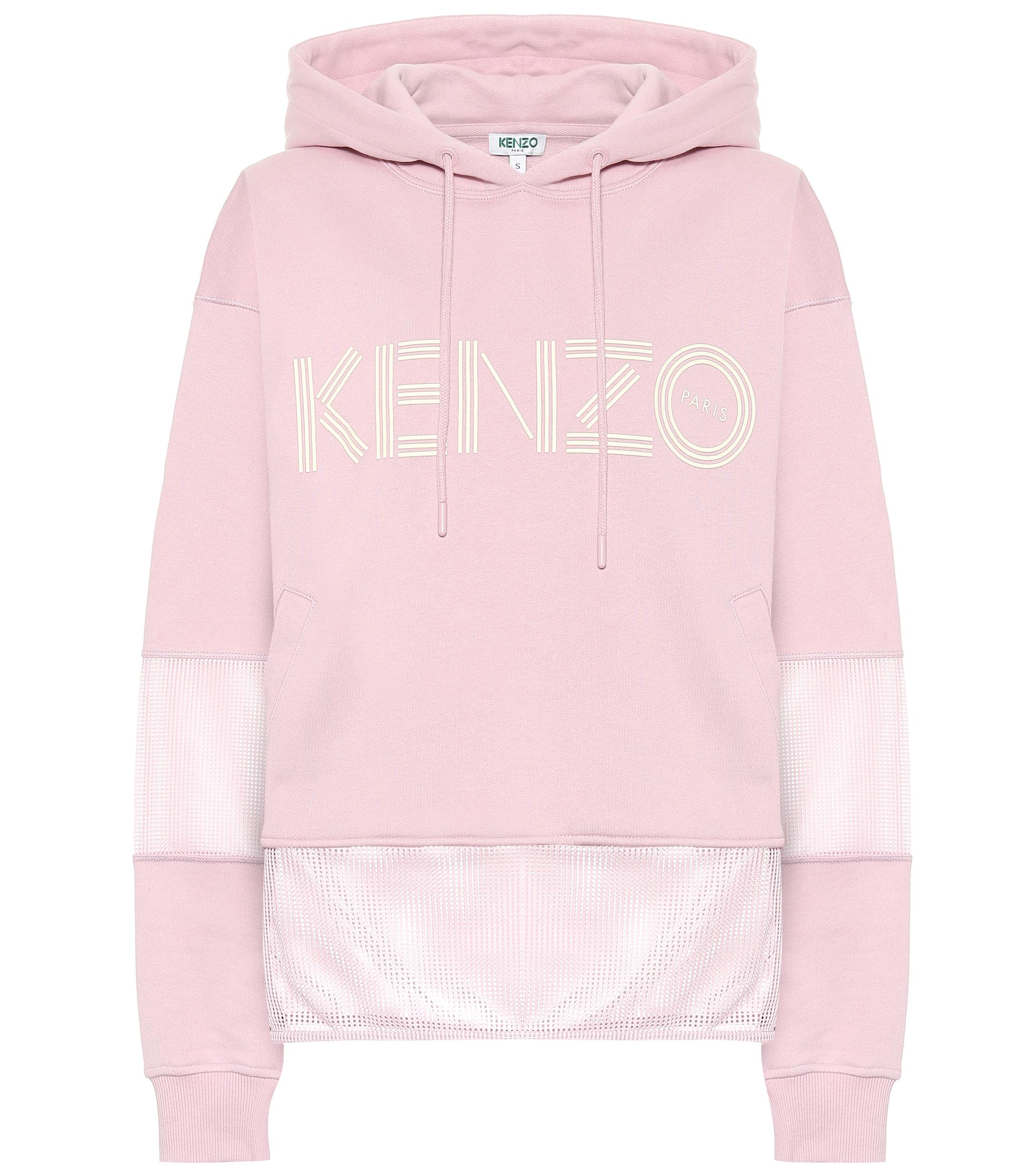 KENZO Logo Cotton Hoodie in Pink - Lyst