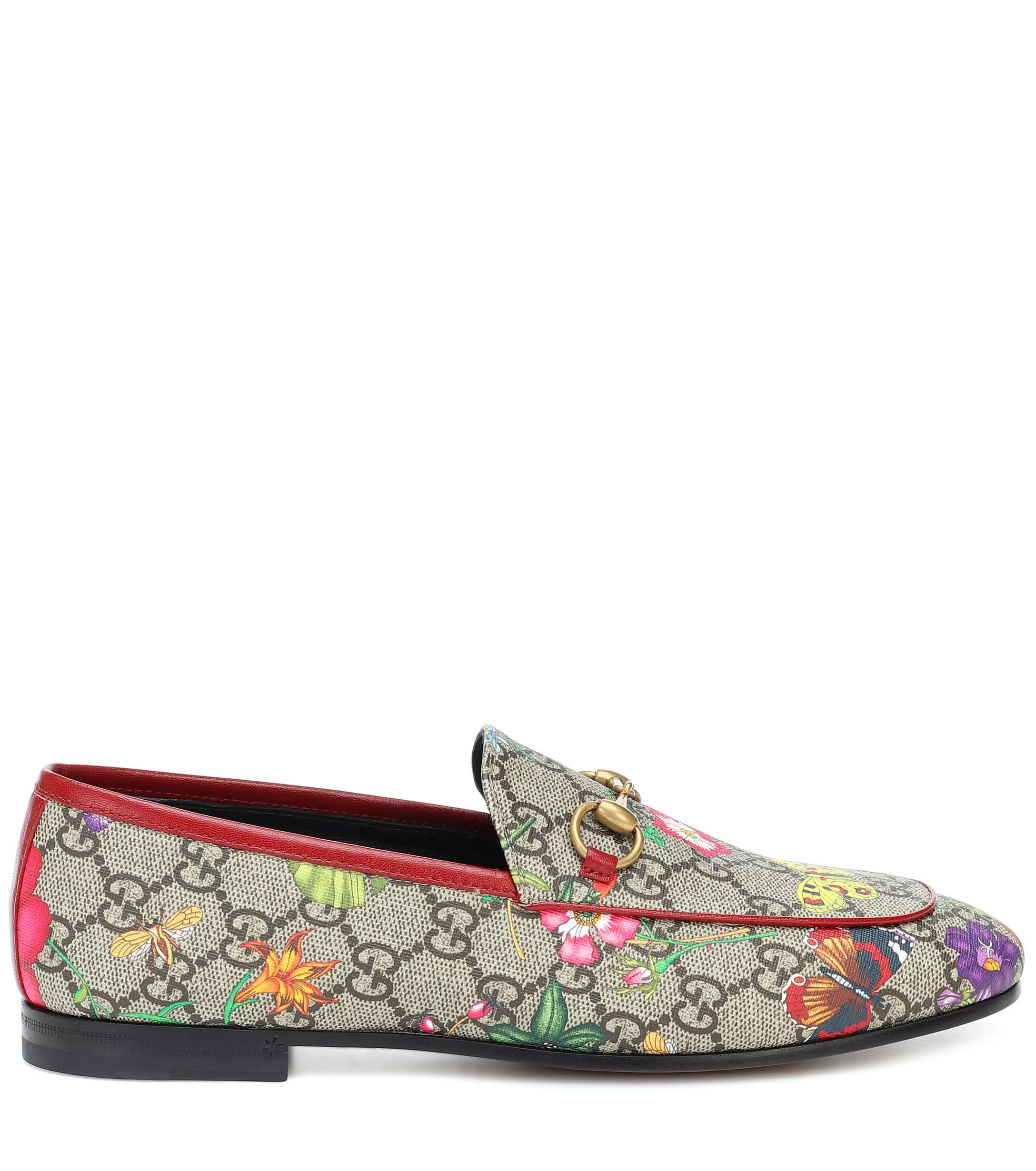 Gucci Floral Jordaan Loafers in Natural Lyst