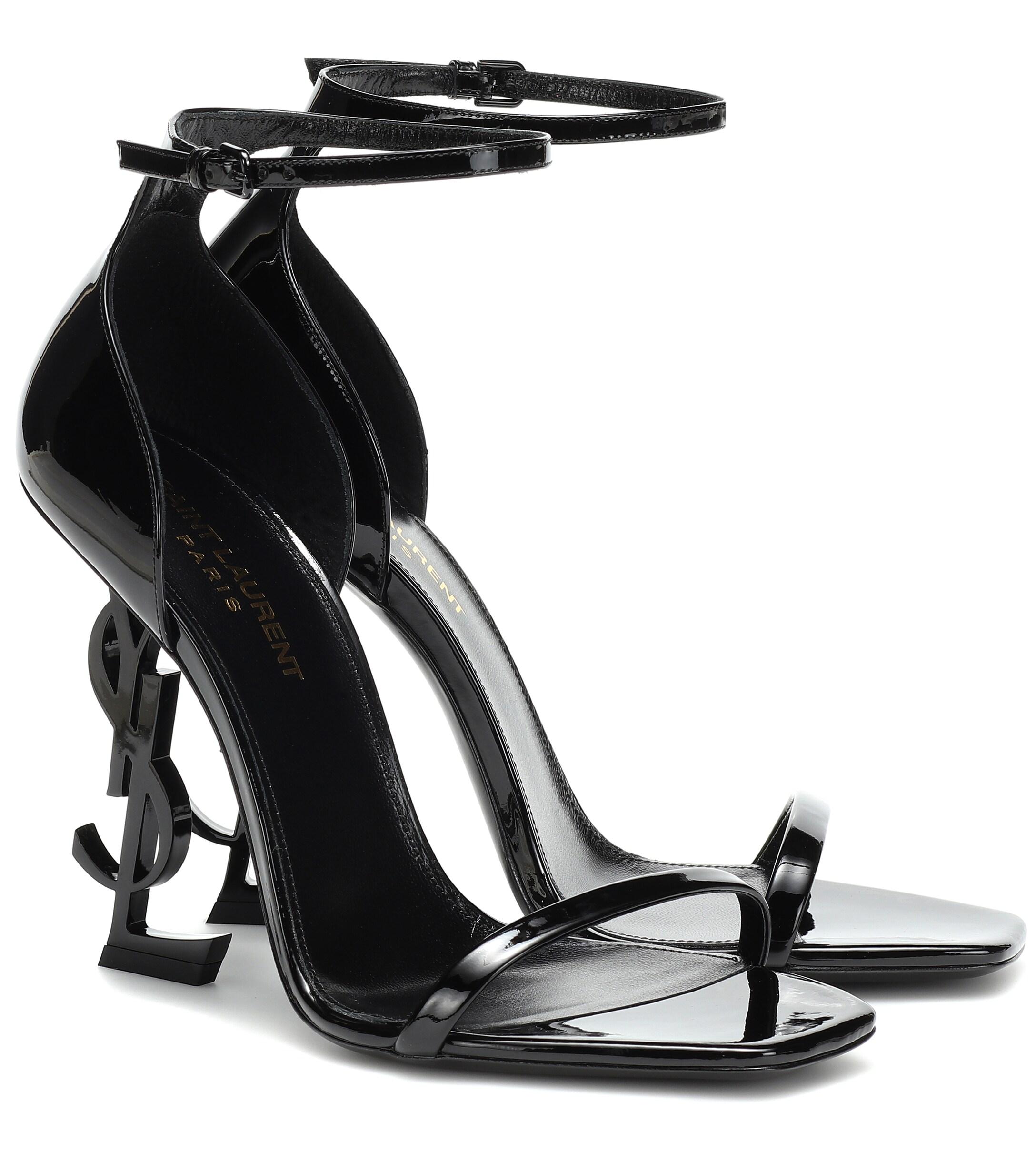 Saint Laurent Opyum Patent Leather Sandals in Black - Lyst