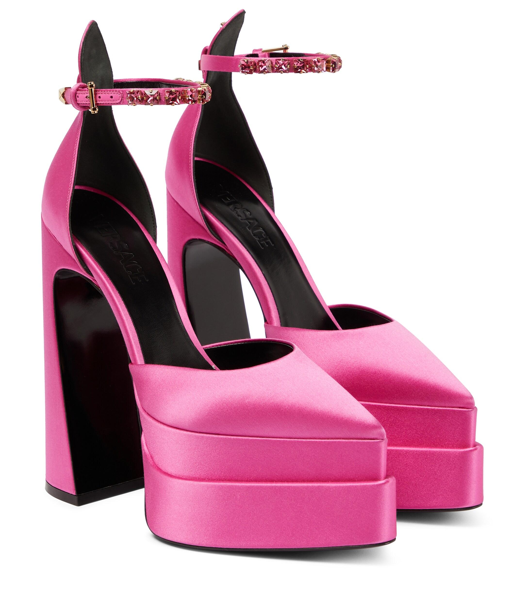 Versace Aevitas Pointy Satin Platform Pumps in Pink Lyst UK