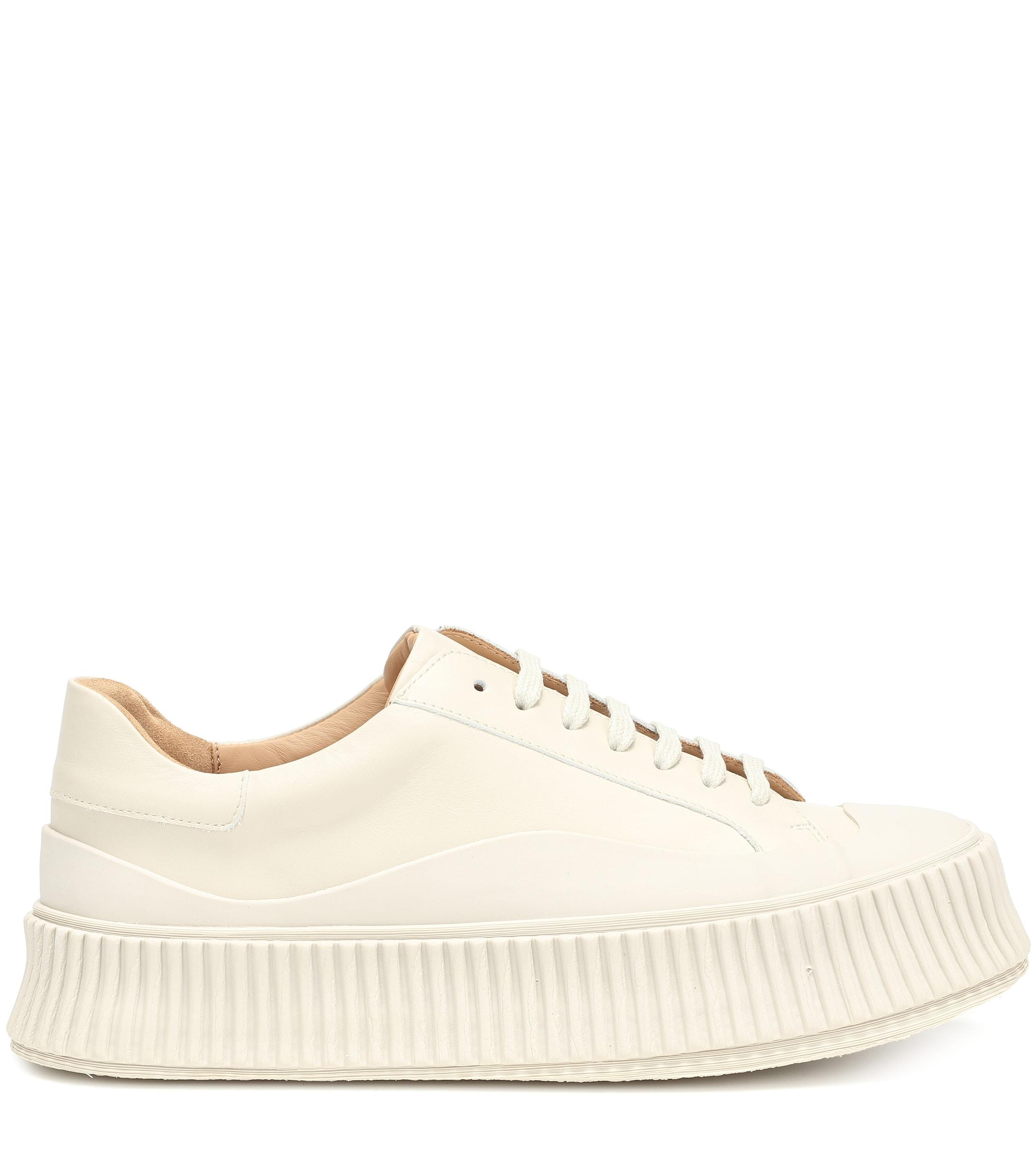 Jil Sander Leather Ribbed Sole Low-top Sneakers in Beige White (White ...