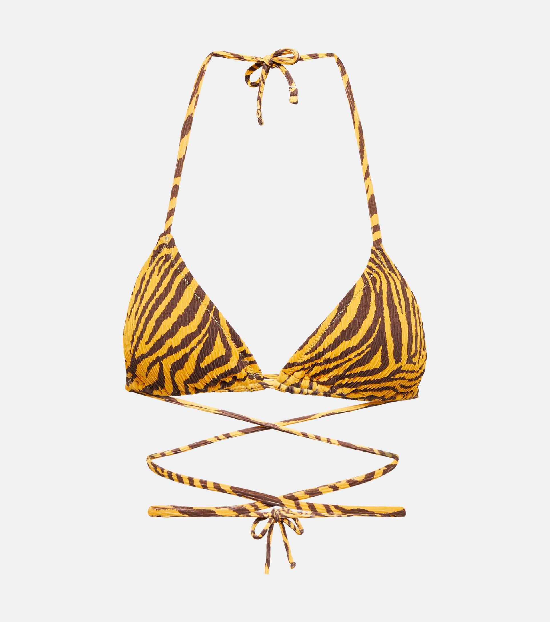 Reina Olga Miami Tiger Print Triangle Bikini Top in Metallic | Lyst
