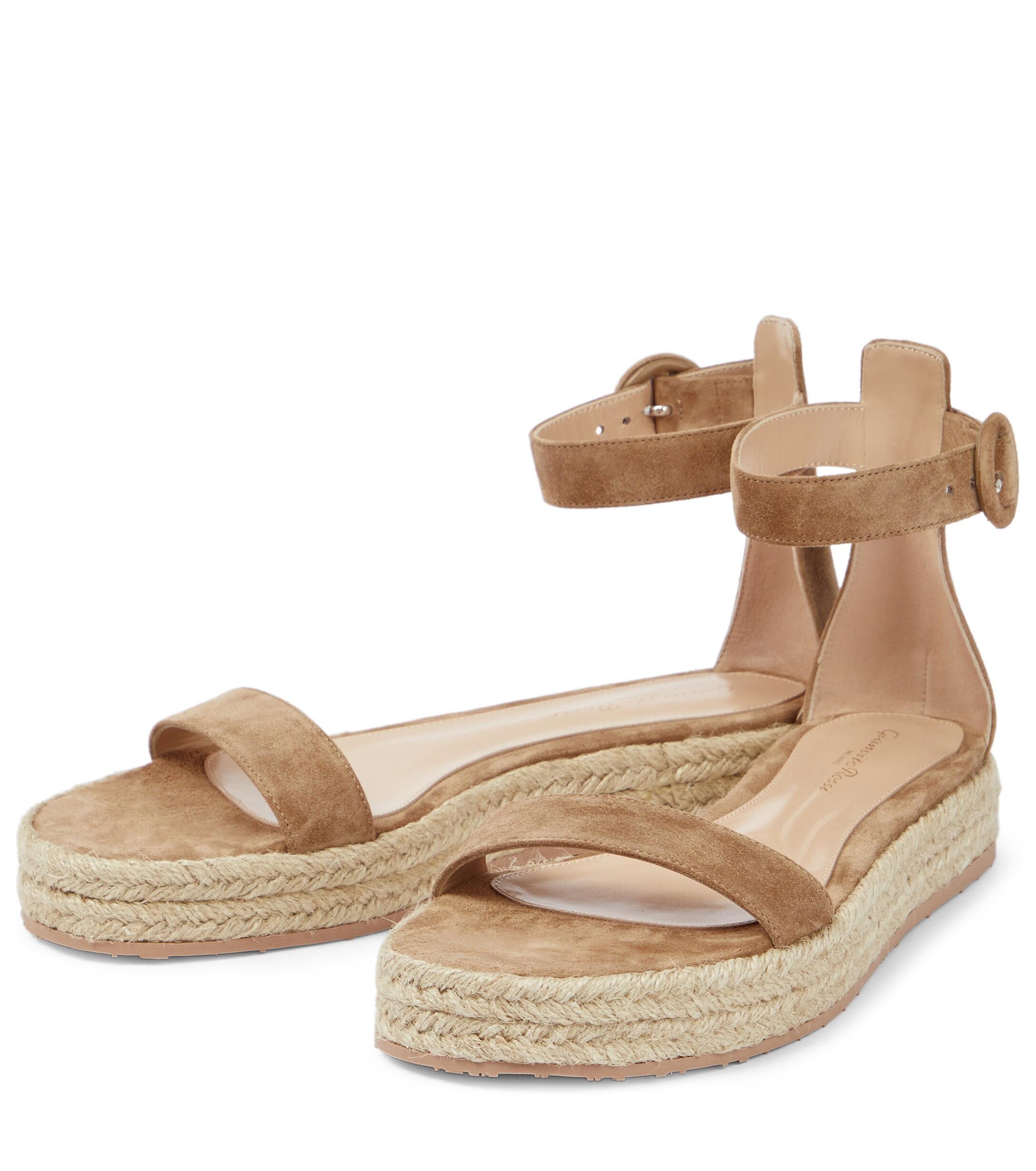 Gianvito Rossi Portofino Suede Espadrille Sandals in Brown Womens Shoes Flats and flat shoes Espadrille shoes and sandals Metallic 