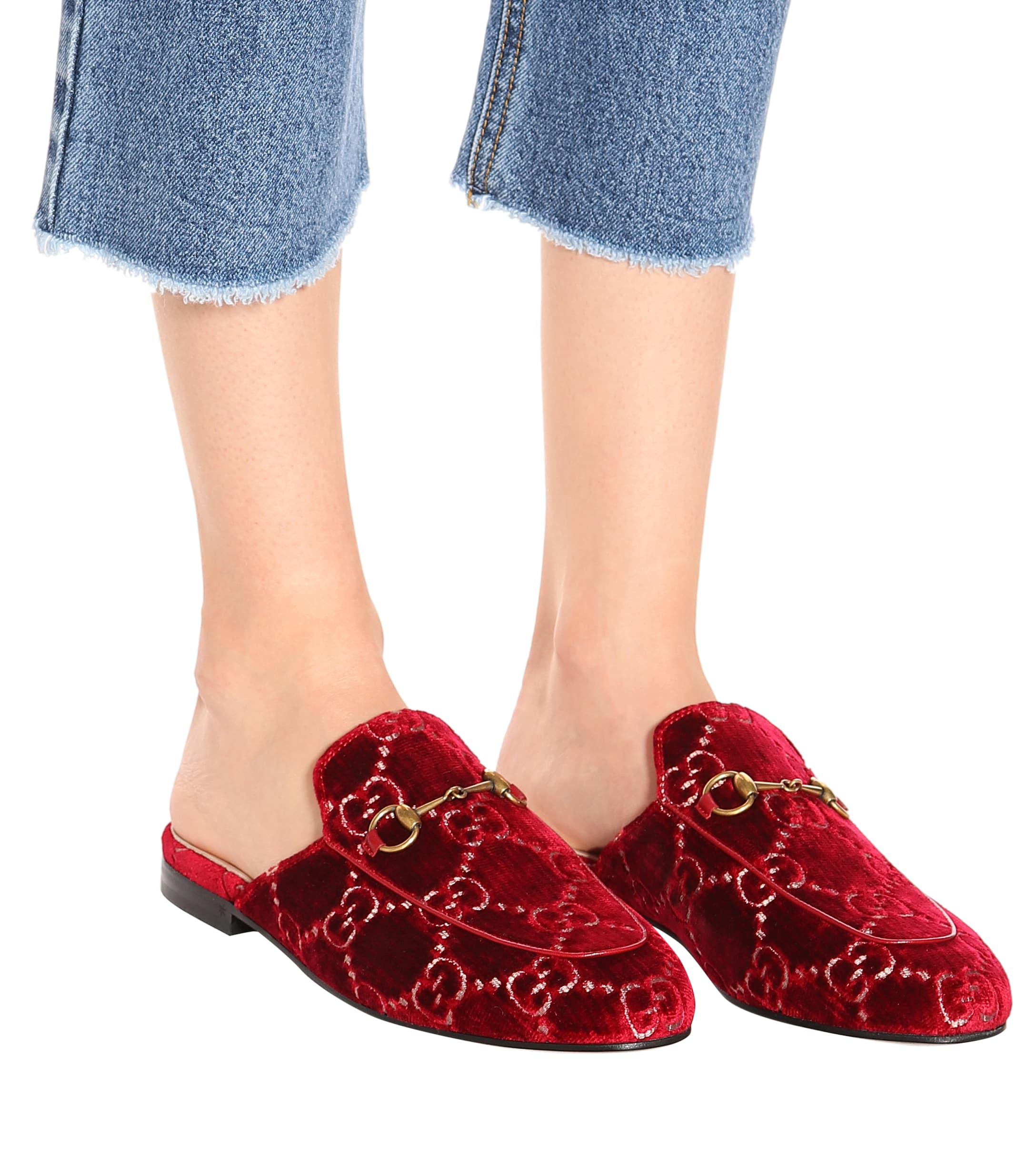 gucci red velvet slippers
