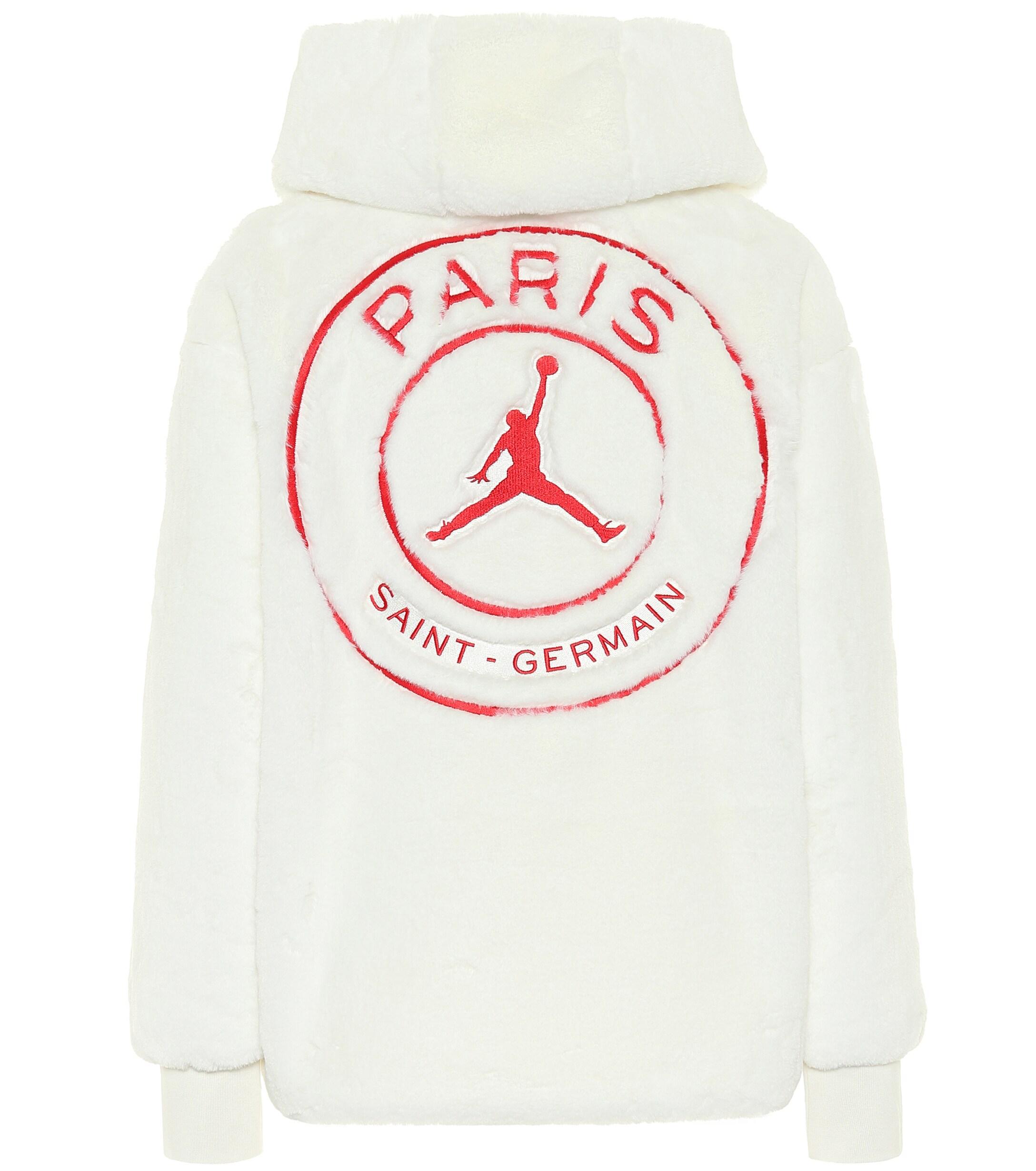 Nike Jordan Paris Saint-germain Faux-fur Jacket in White | Lyst
