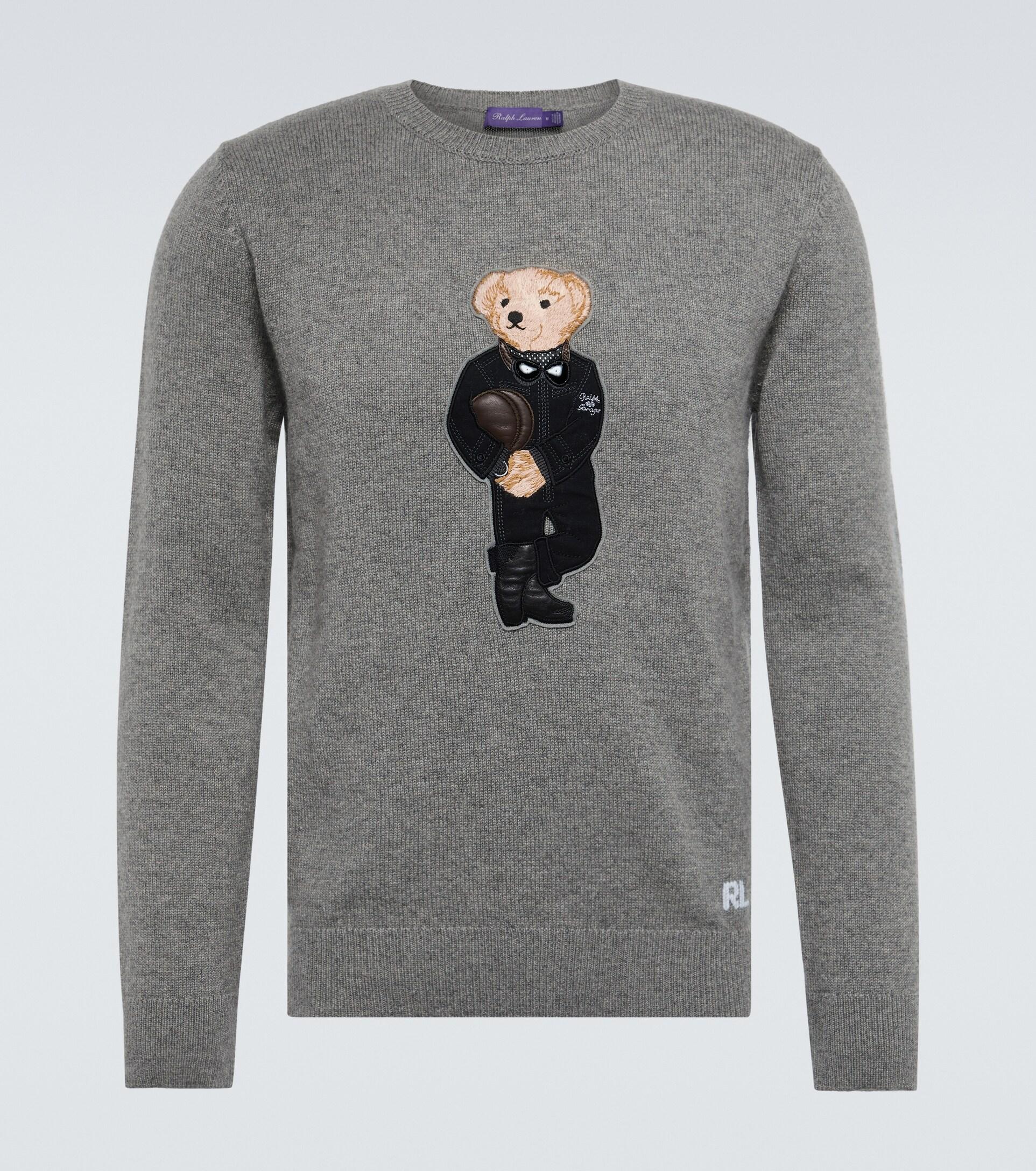 Ralph Lauren Purple Label Polo Bear Cashmere Sweater in Gray for