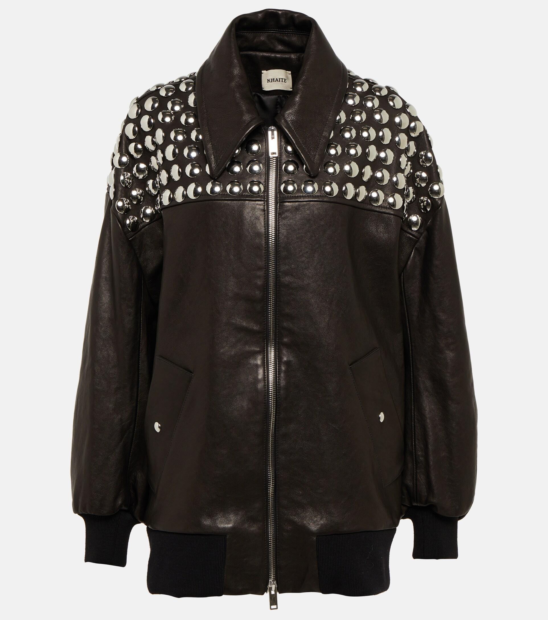 Khaite Studded Leather Jacket in Black | Lyst