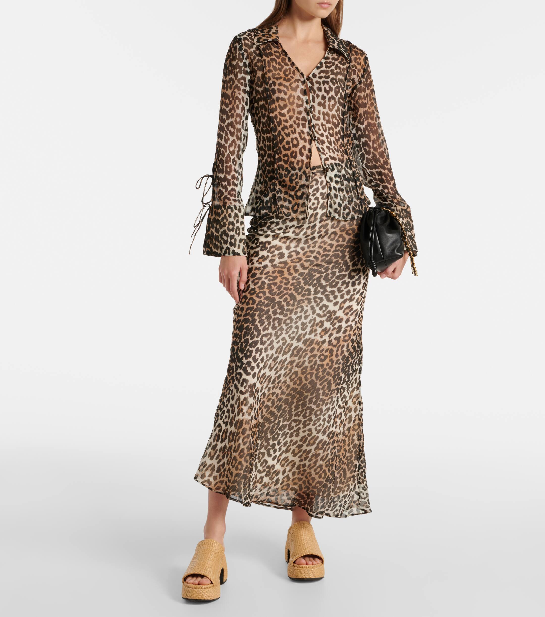 Ganni leopard print maxi skirt online