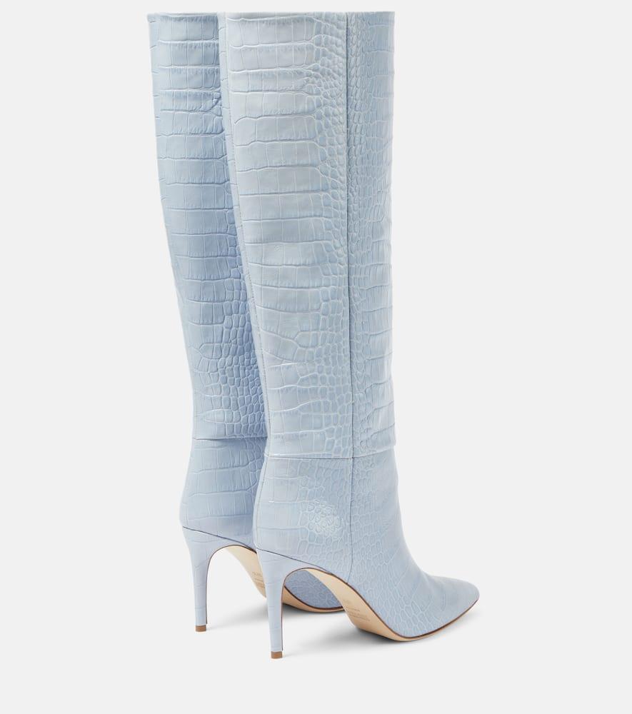 靴 PARIS TEXAS light blue python long boots Paris Texas Croc-Effect Leather Knee-High Boots in Blue | Lyst