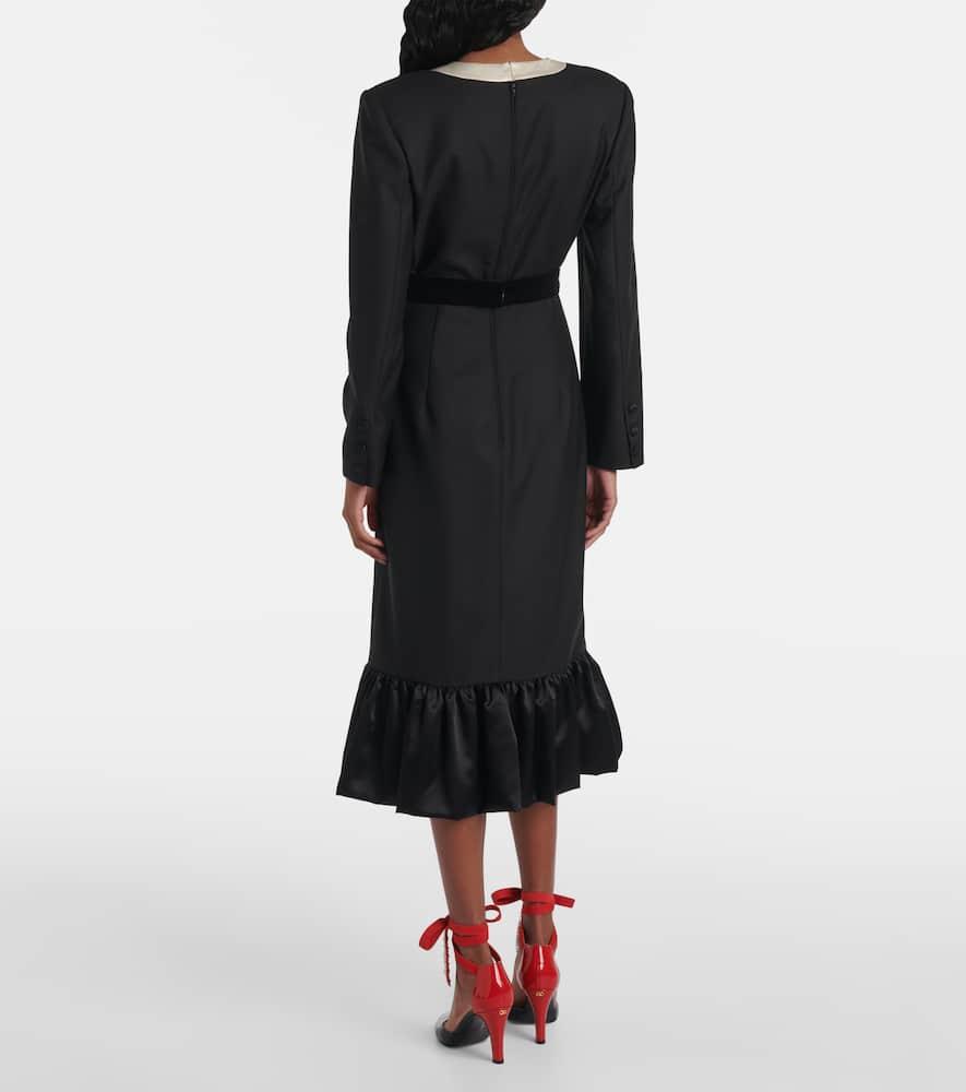 Valentino Bow-Detail Virgin Wool Midi Dress in Black | Lyst