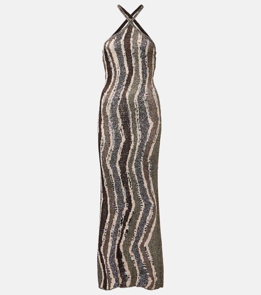 オールインワン・サロペット Missoni Degrade Embroidered Midi Dress With Halter Neckline Missoni Degradè Embroidered Midi Dress With Halter Neckline