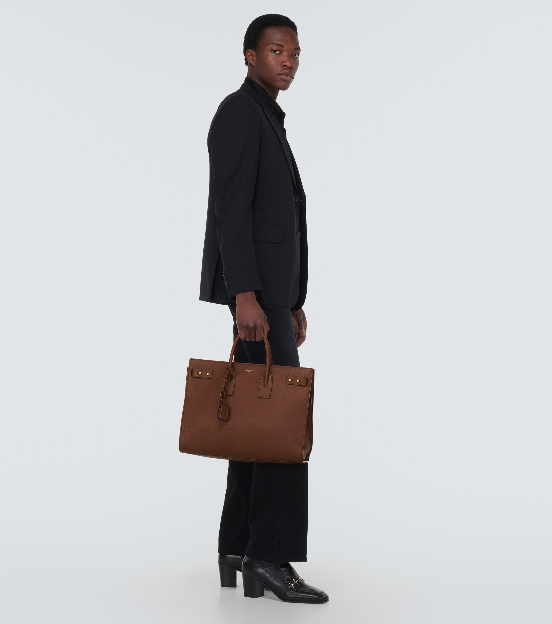 Saint Laurent Sac De Jour Thin Large Leather Bag in Brown for Men