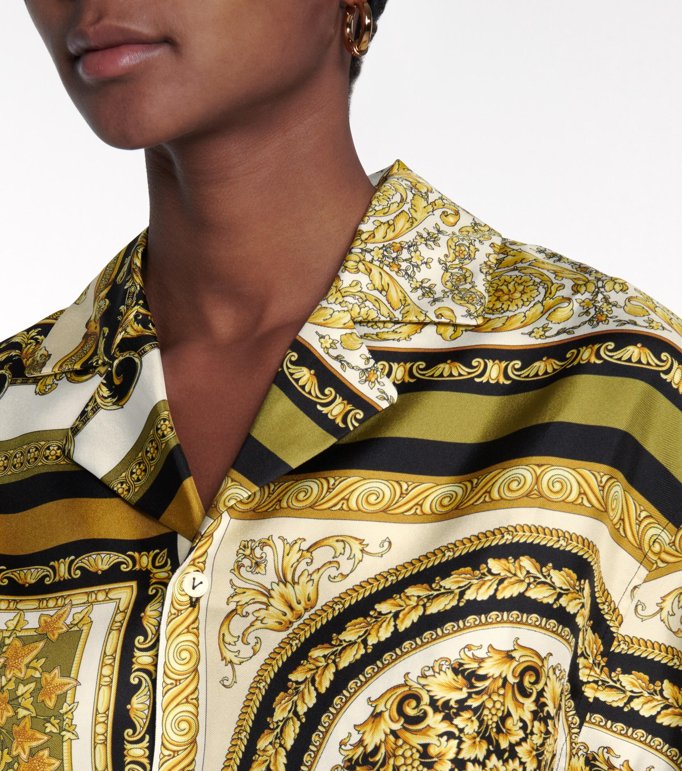 Versace Printed Silktwill Shirt in Gold (Metallic) Lyst