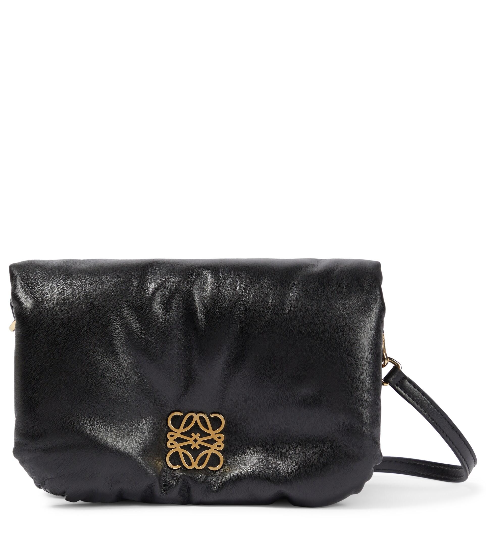 Loewe Goya Puffer Mini Leather Shoulder Bag in Black | Lyst