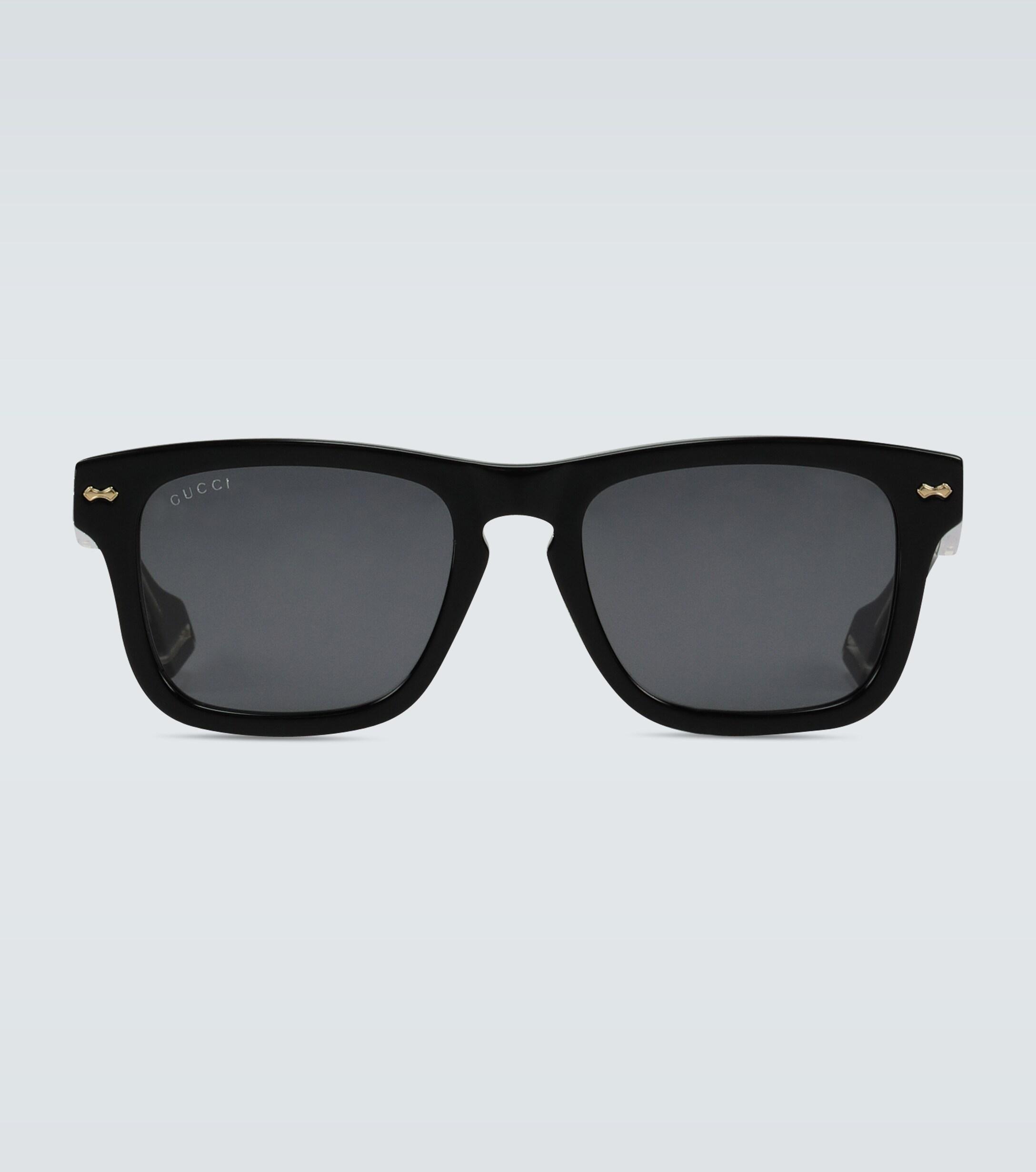 Gucci Velvet Rectangular Frame Acetate Sunglasses In Black For Men Lyst 