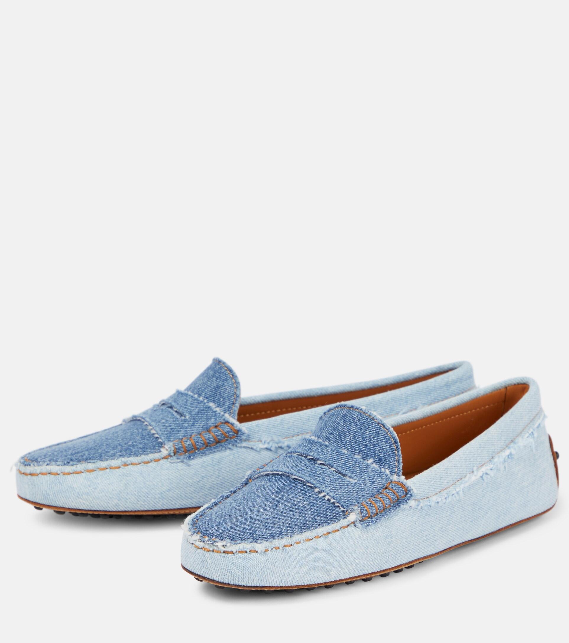 Tod's Denim Metallic Blue Leather Loafers with Tassels Driving Shoes G –  AvaMaria