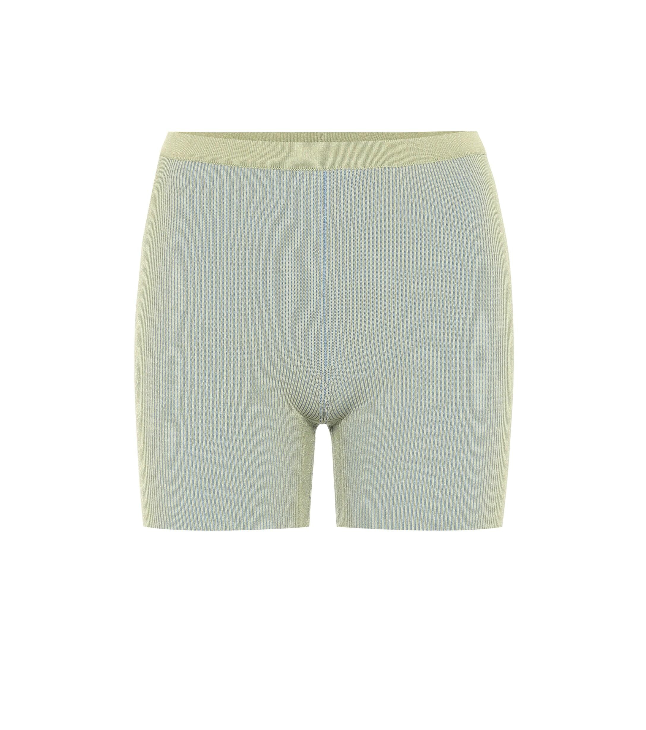 Jacquemus Ribbed Short Shorts in Green | Lyst