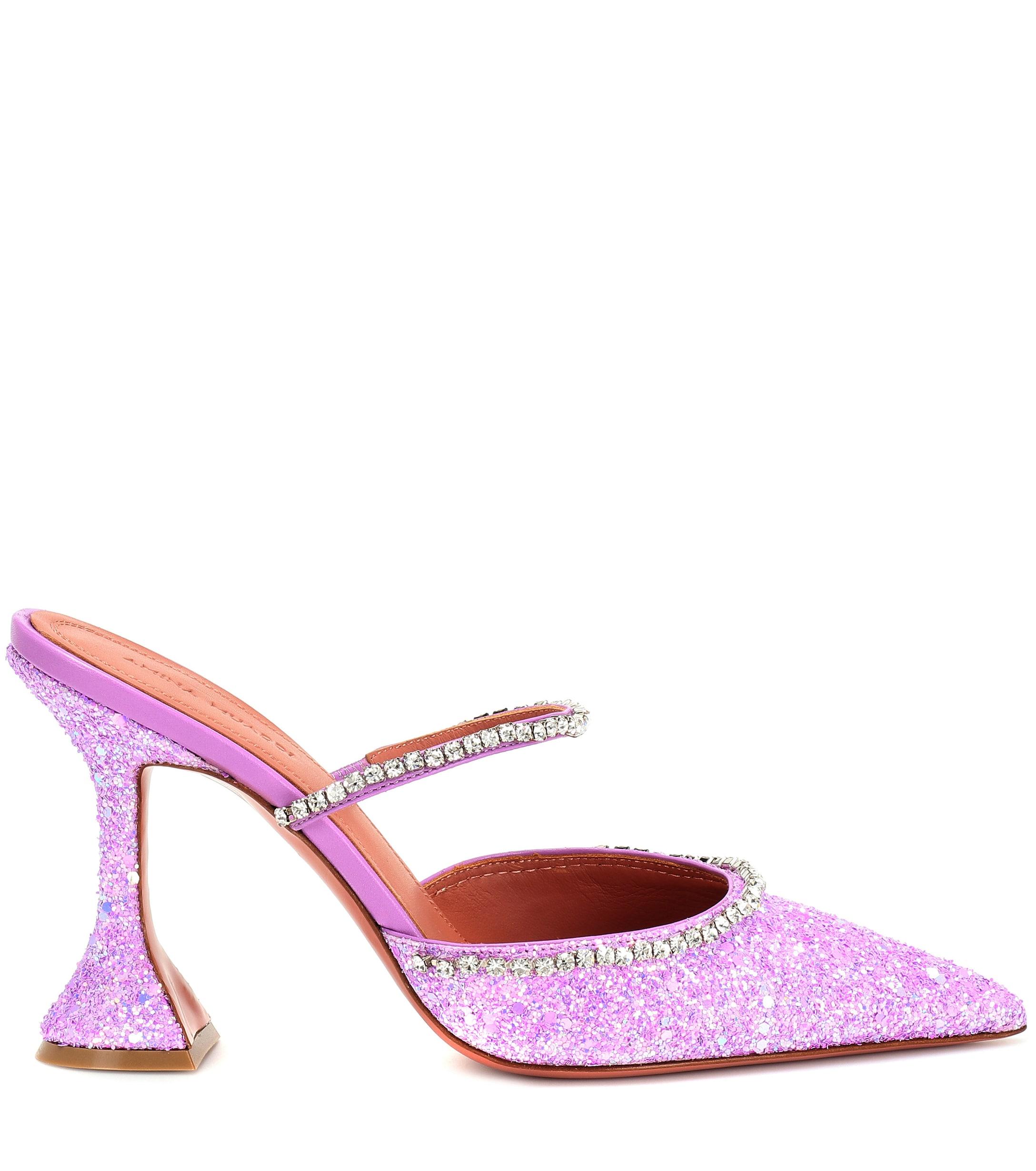 amina muaddi purple shoes