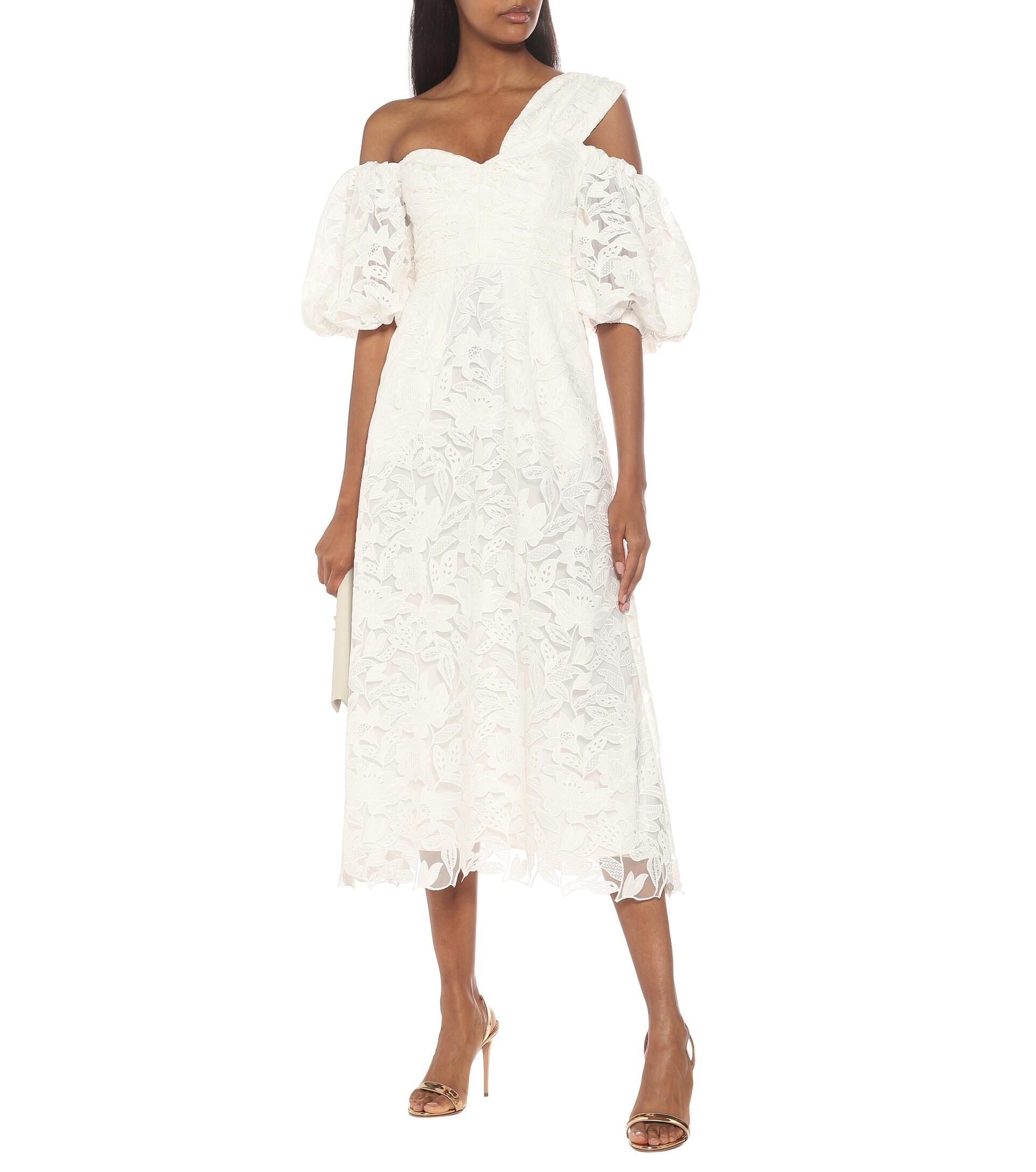 Self Portrait Off shoulder Lace Midi Dress in White Lyst