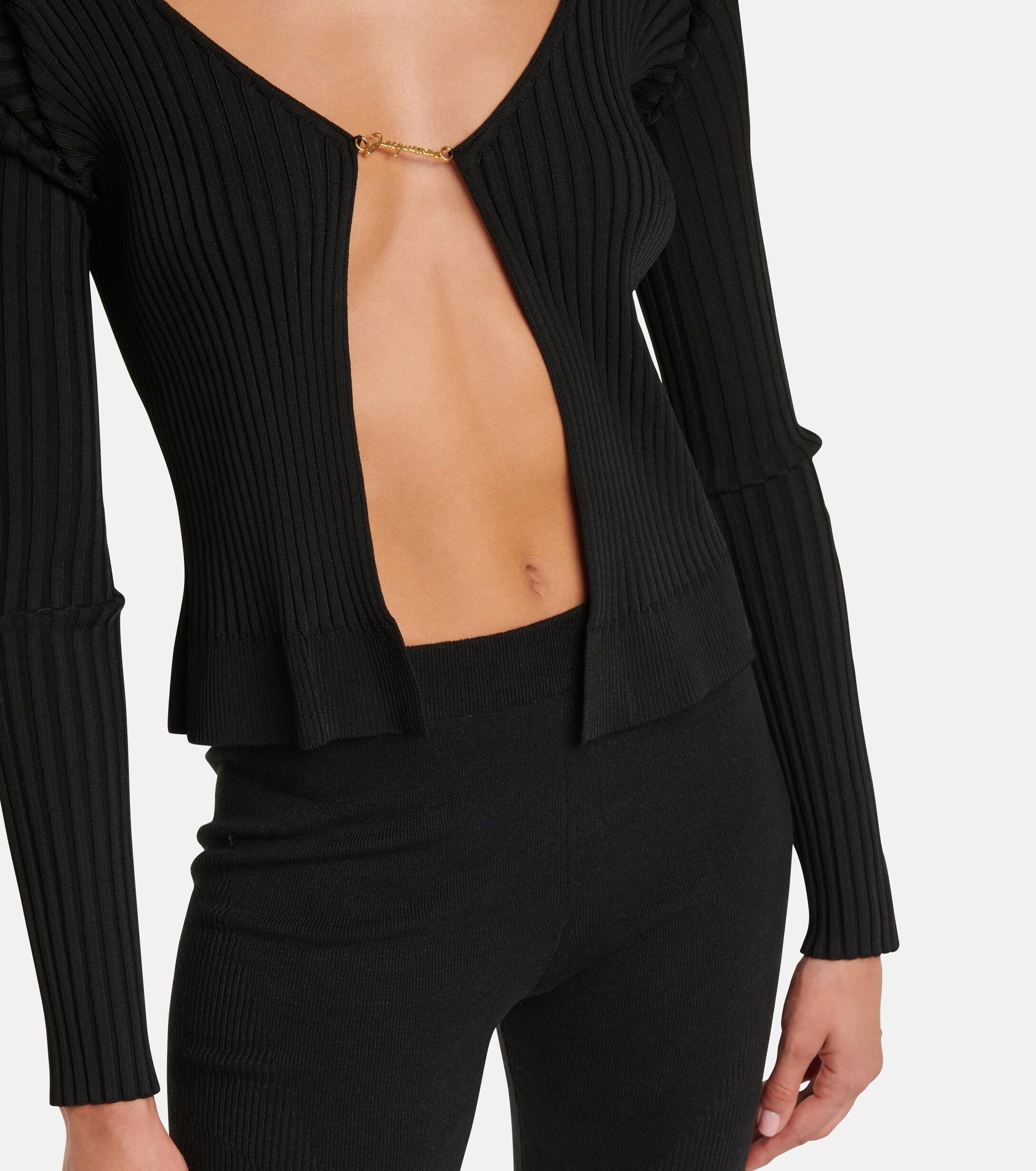 Jacquemus La Maille Pralù Longue Ribbed-knit Cardigan in Black | Lyst