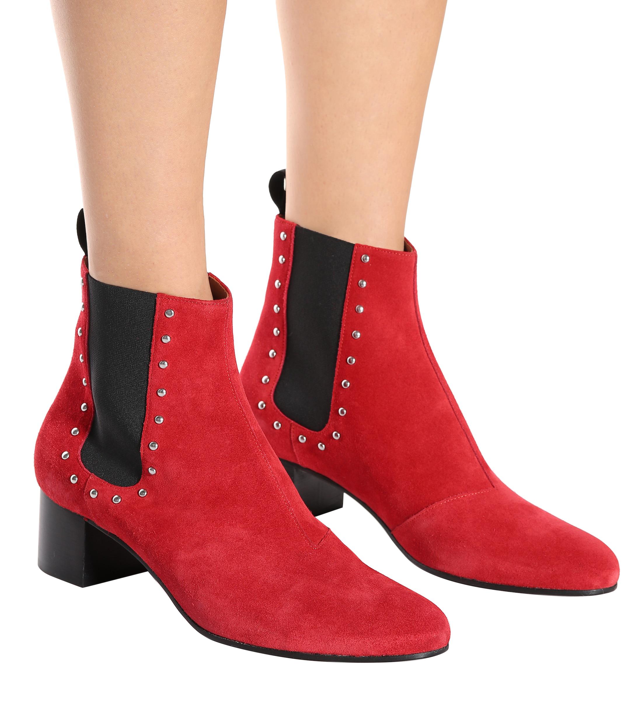 ALEXACHUNG Suede Ankle Boots in Deep Red (Red) Lyst
