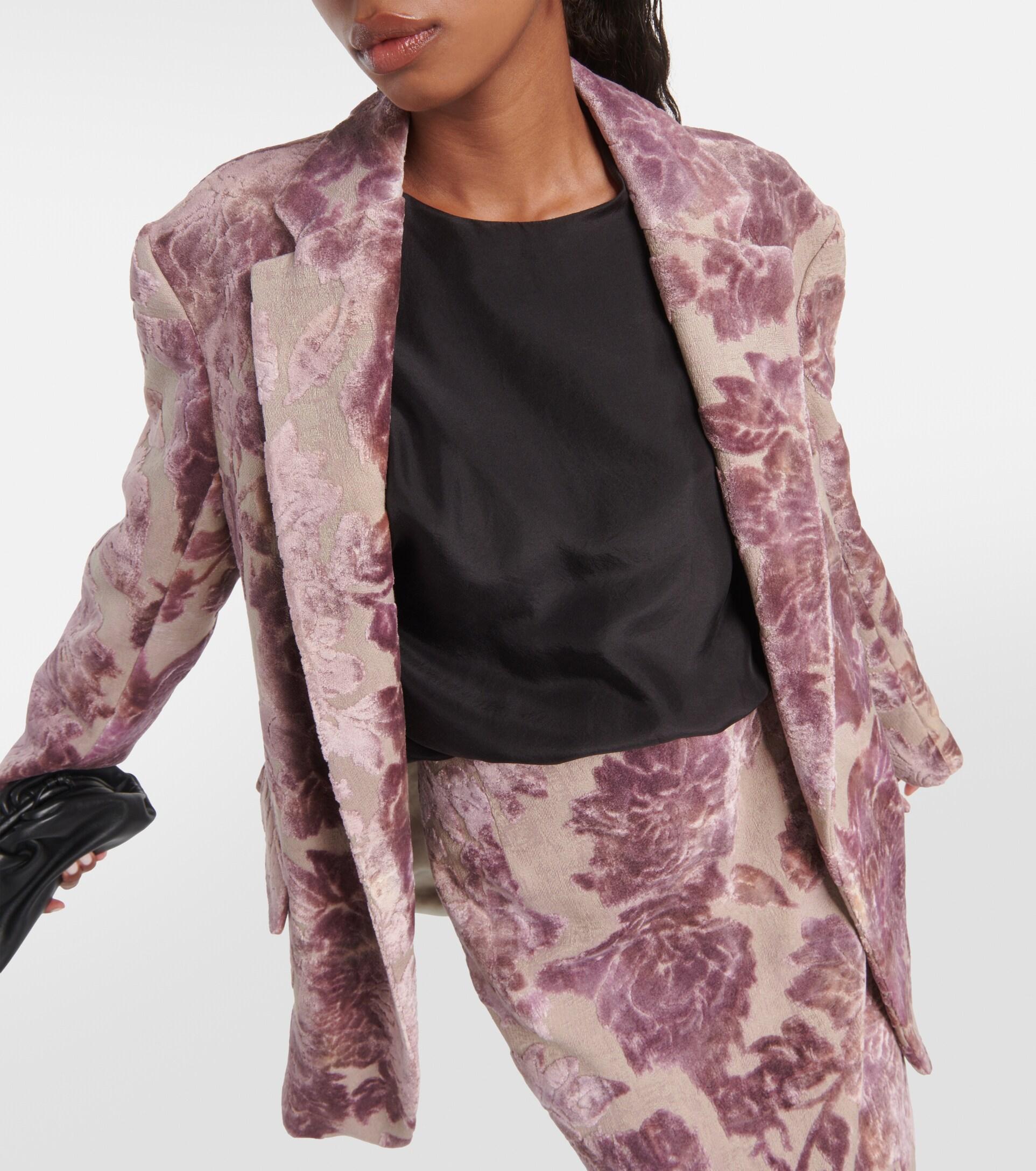 Dries Van Noten Floral Jacquard Blazer in Pink | Lyst
