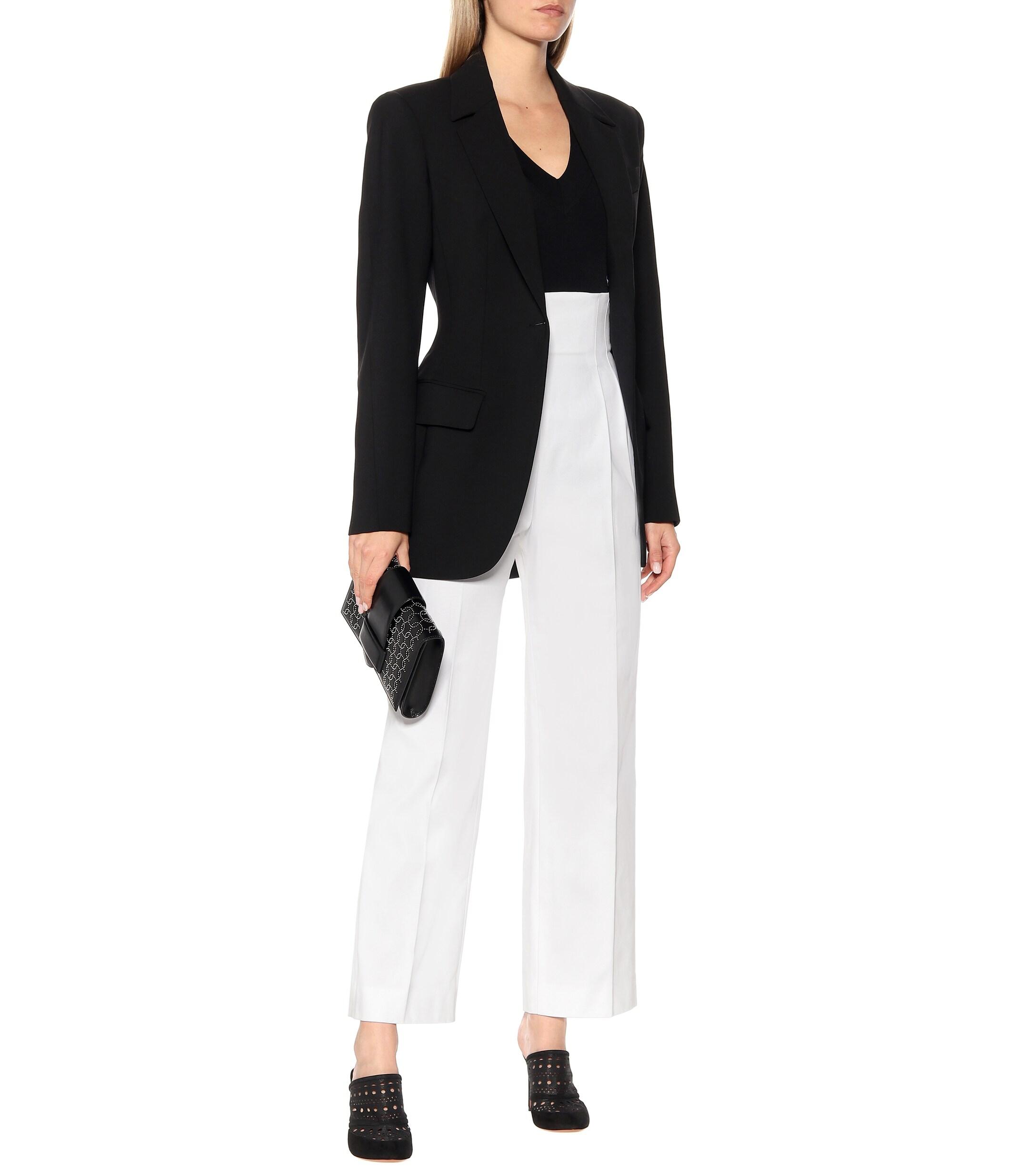 AlaÃ¯a High-rise Cotton Straight Pants in White - Lyst