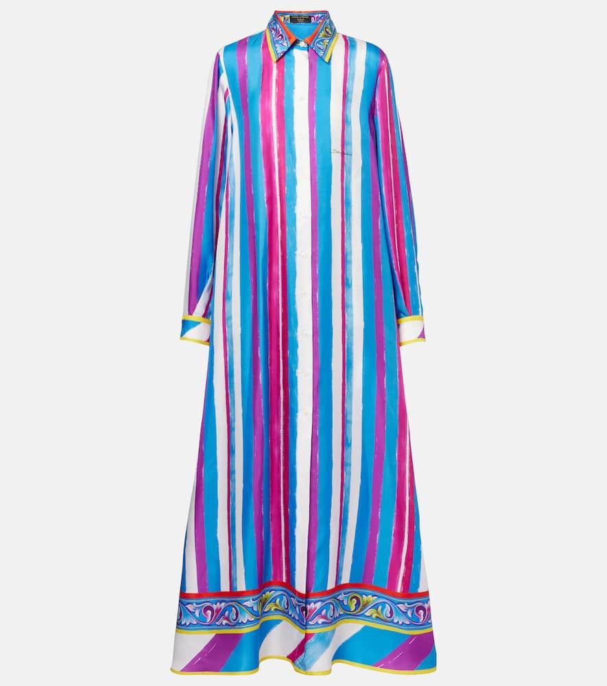 【関税&送料込】Dolce & Gabbana Robe Shirt With Belt DOLCE & GABBANA Night Gown Robe Red White Striped Silk Mens