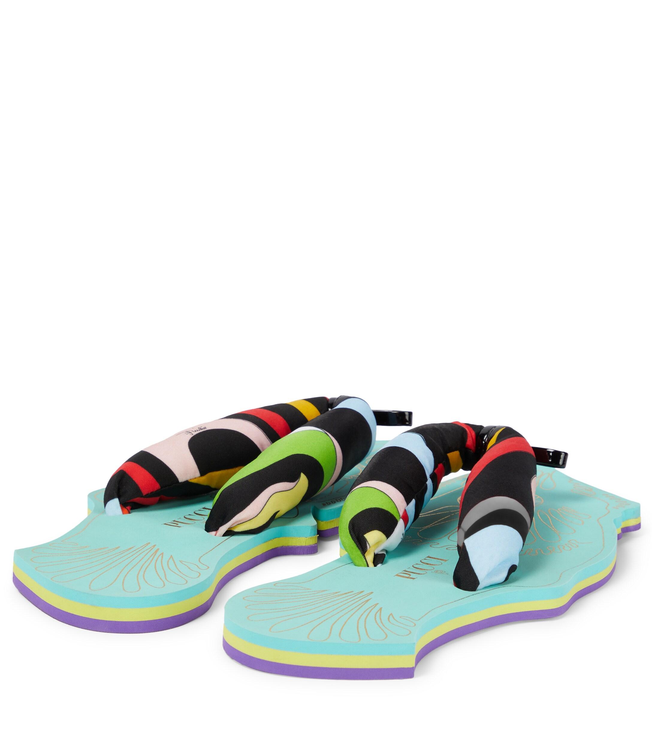 Emilio Pucci Rubber Printed Fabric Thong Sandals | Lyst