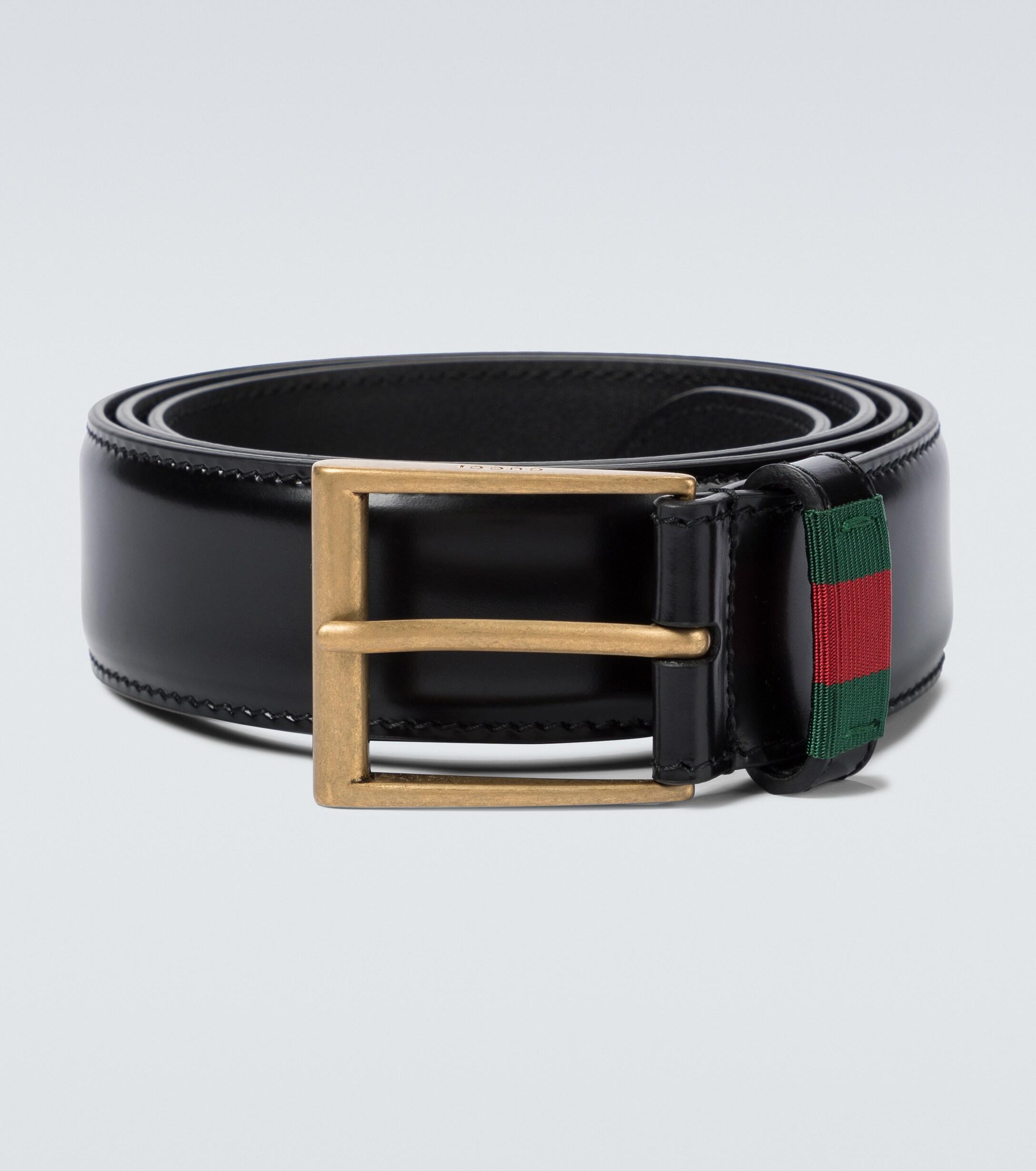 gucci leather belt with web