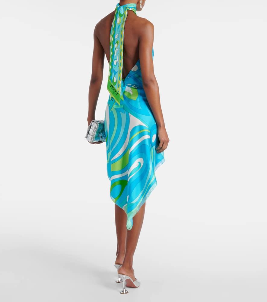 Robe Caftan Emilio Pucci En Soie - Taille 38 - Imprimé Géométrique Bleu - Fabriquée En Italie - Neuf Avec étiquettes