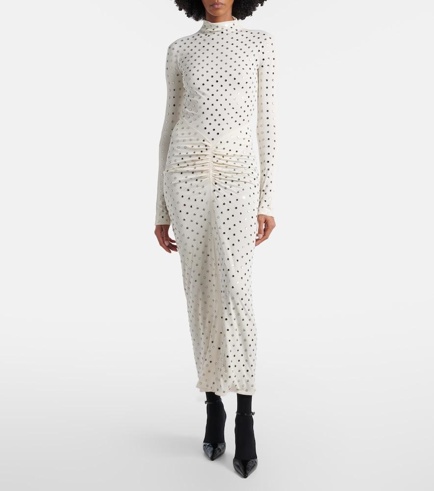 alaia draped dress in rhinestone jersey ALAA
