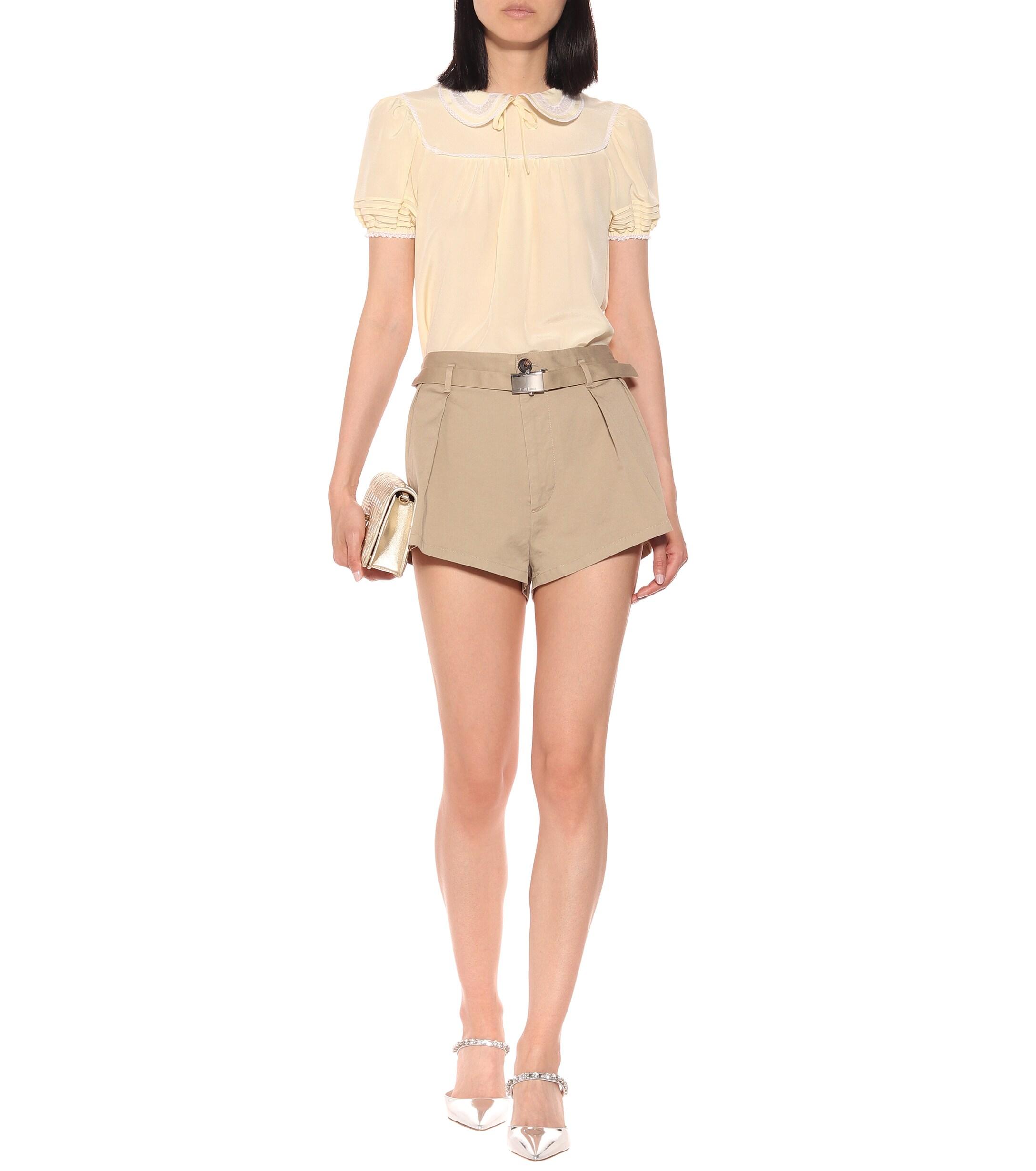 Miu Miu Silk Blouse in Natural - Lyst