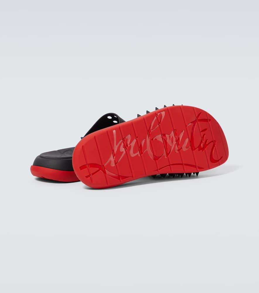 Christian Louboutin Take It Easy Spiked Slides in Red for