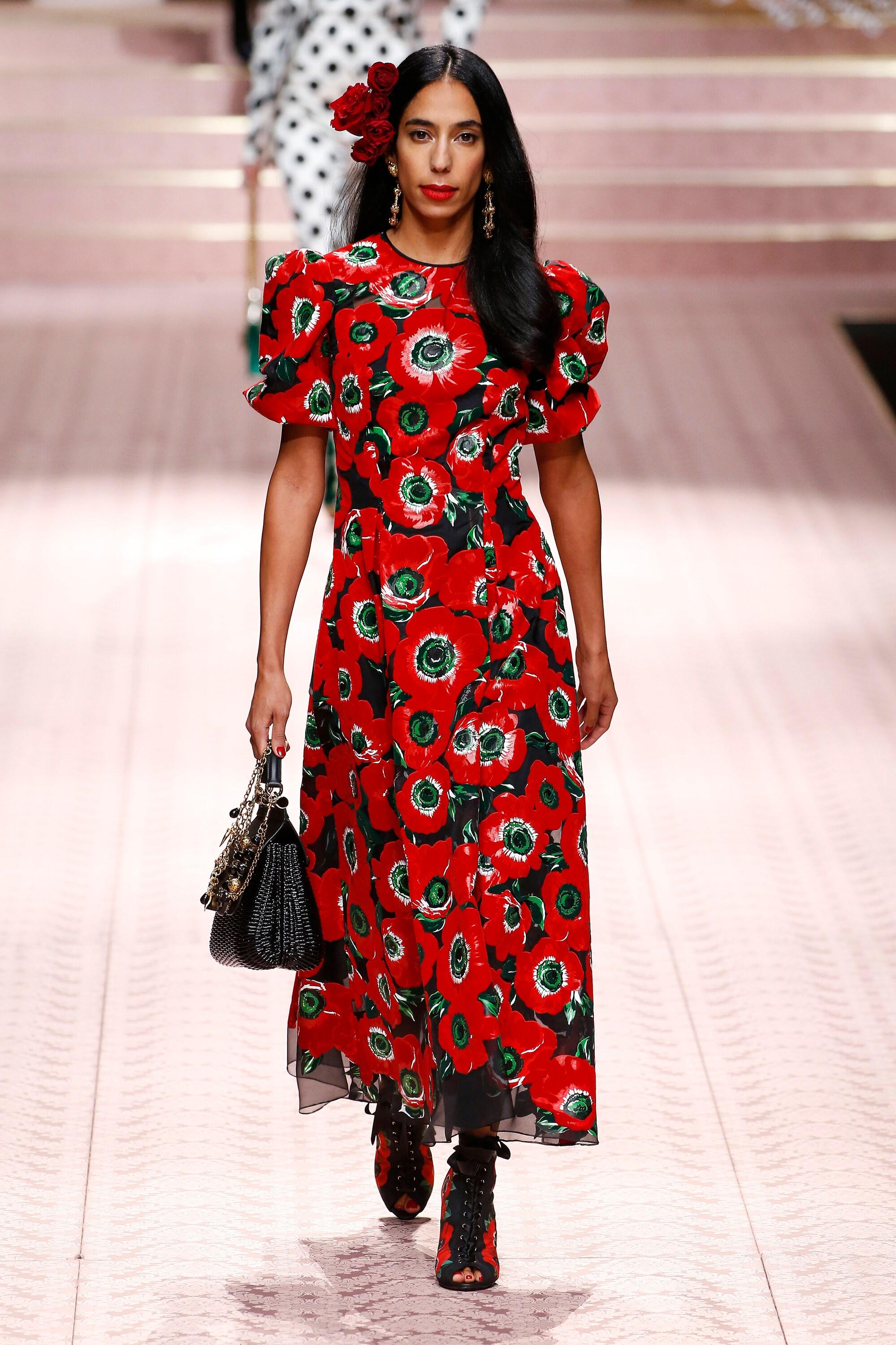 dolce and gabbana floral dress runway