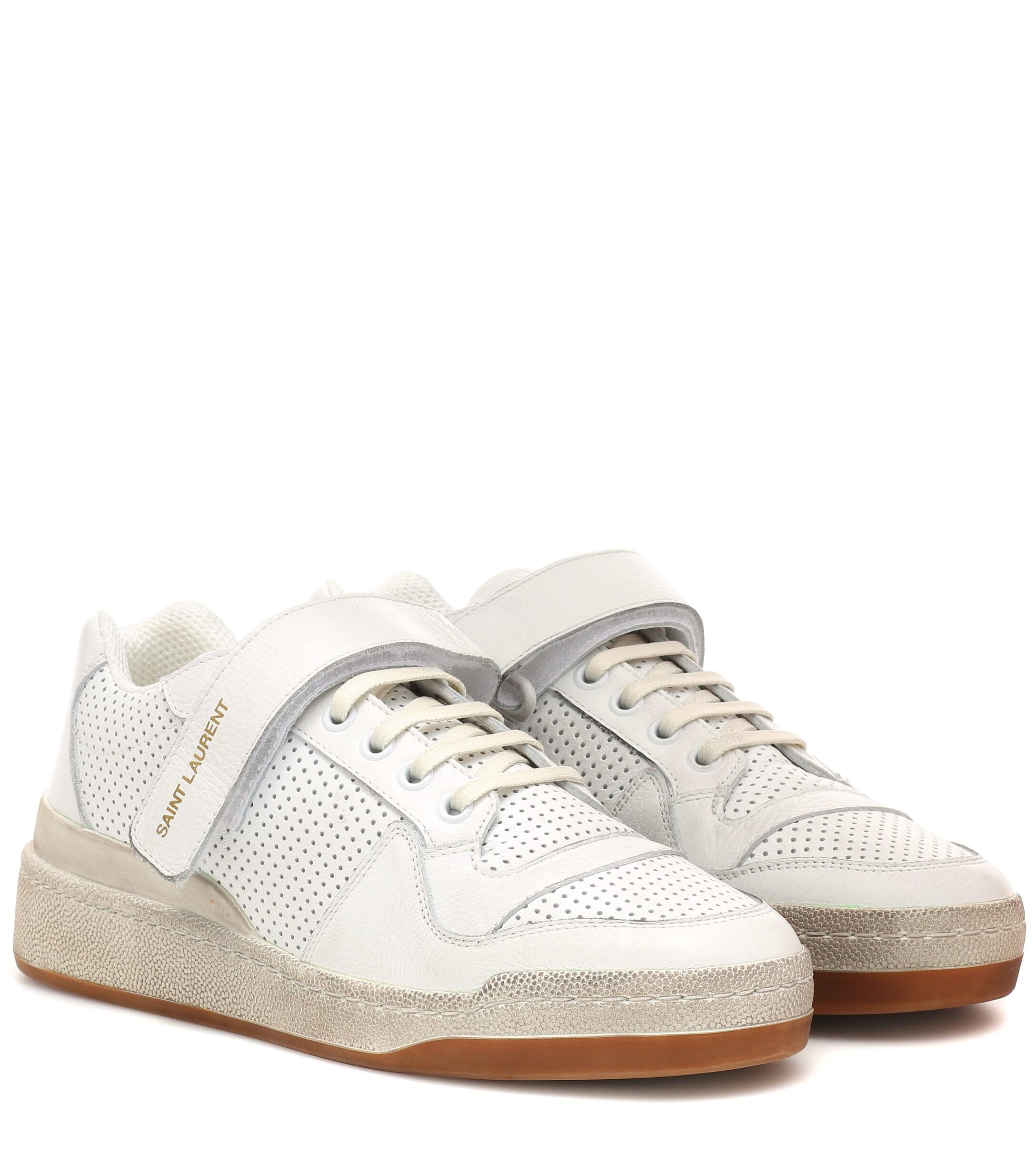 Saint Laurent Sl24 Leather Sneakers in bl op (White) - Lyst