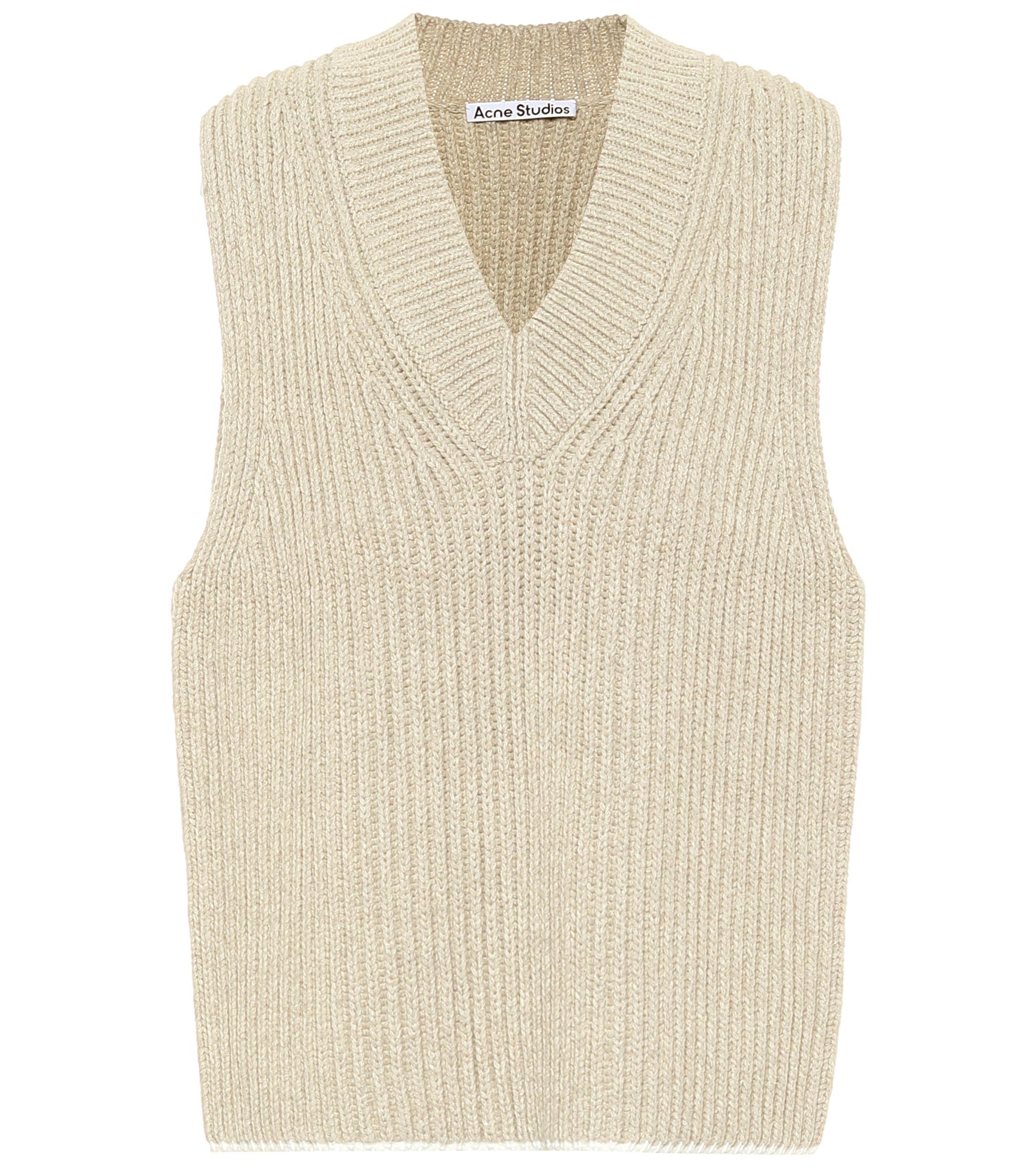 Acne Studios Ribbed-knit Sweater Vest in Beige (Natural) - Lyst