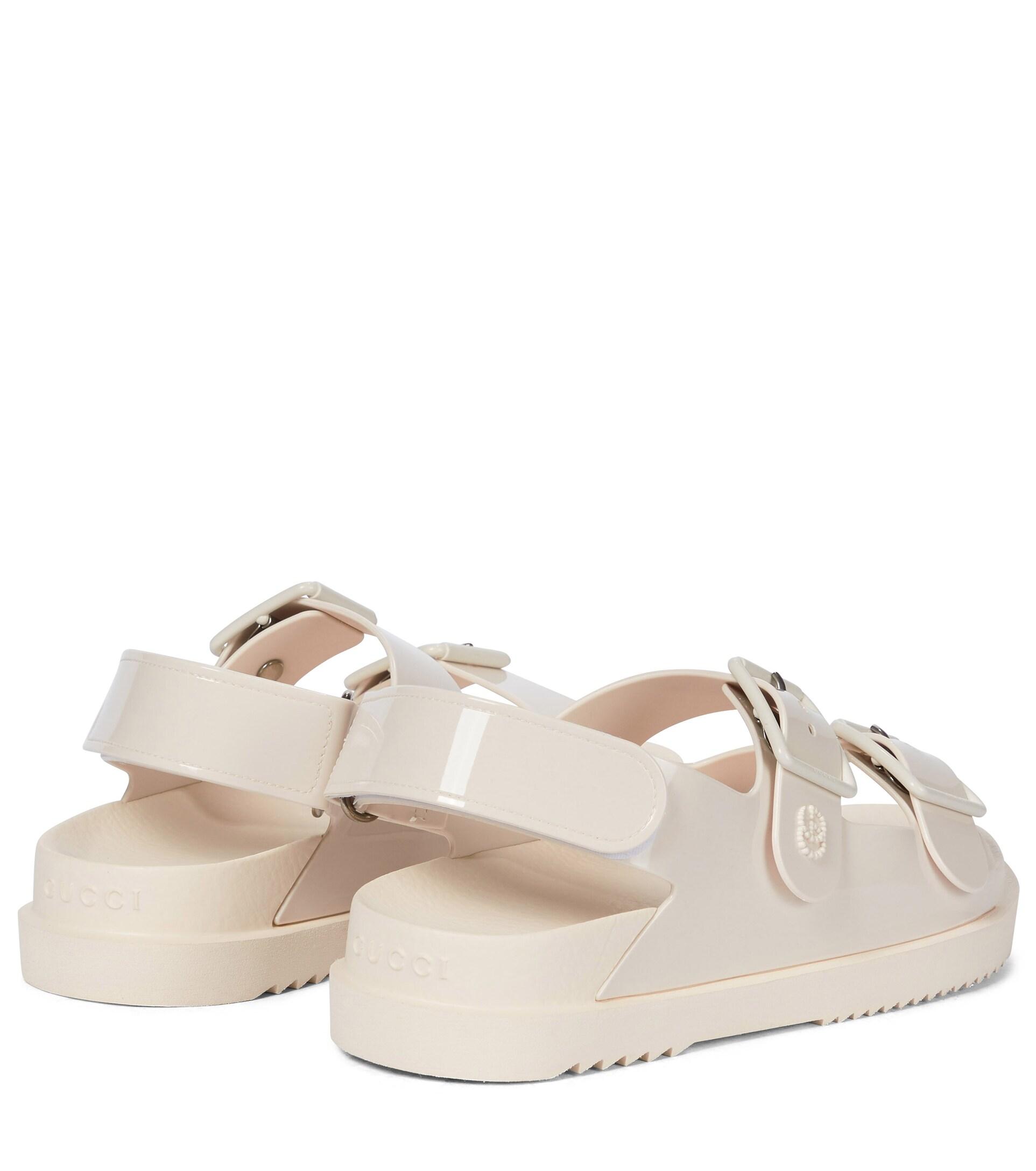 Double G canvas sandals in beige - Gucci | Mytheresa