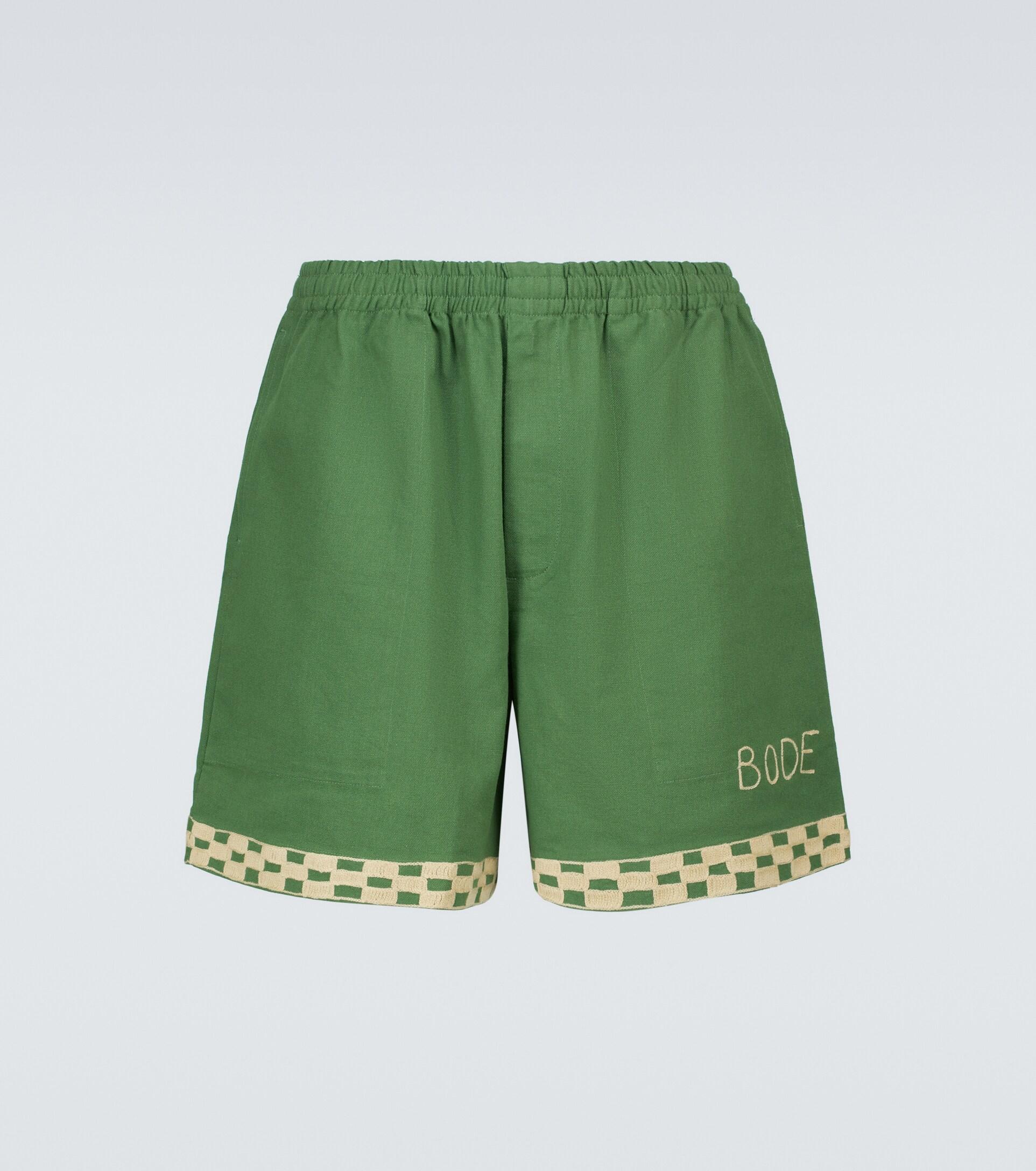 Bode Checkerboard Rugby Shorts in Green for Men | Lyst