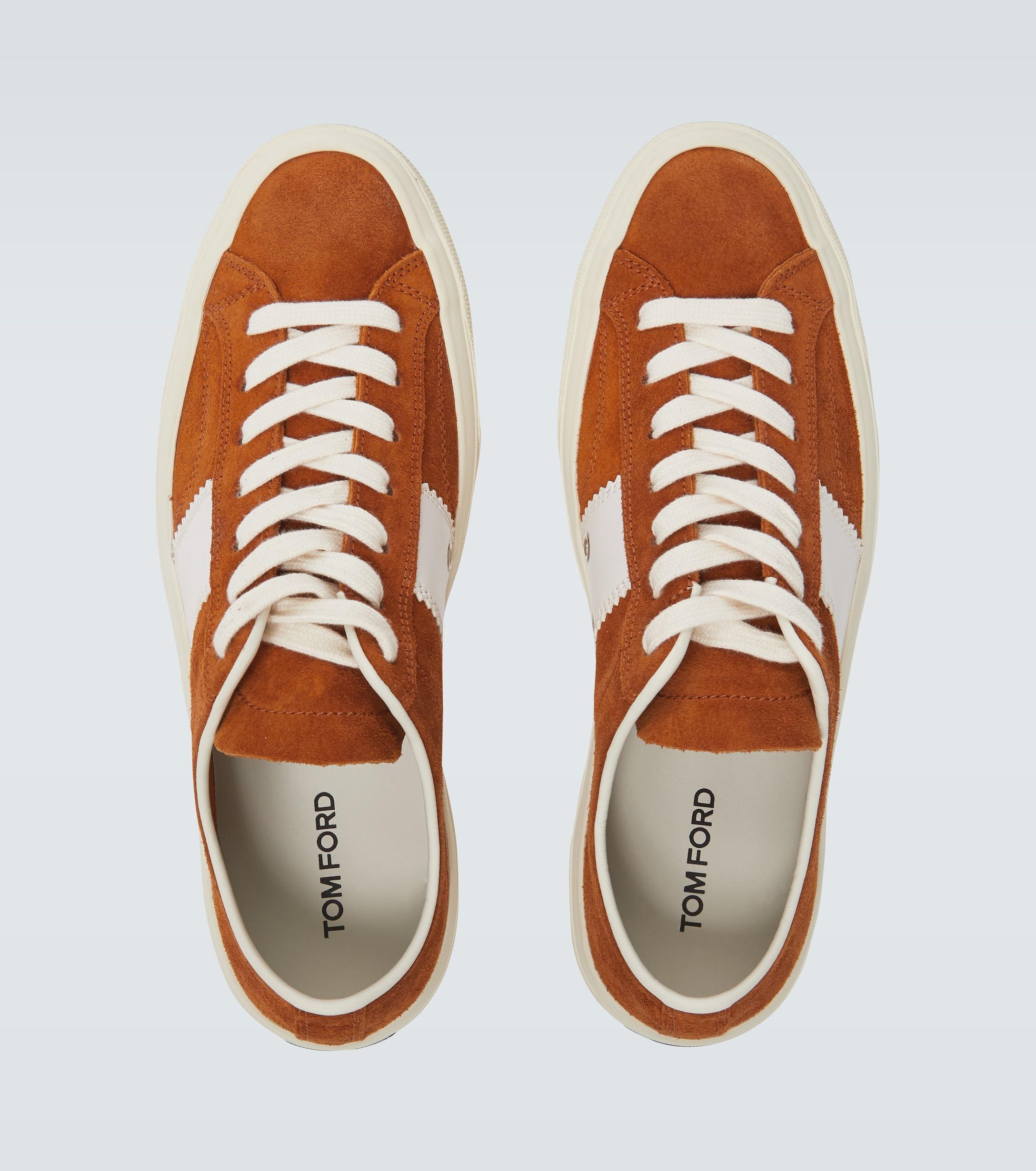 Tom Ford Cambridge Suede Sneakers in Orange for Men - Lyst