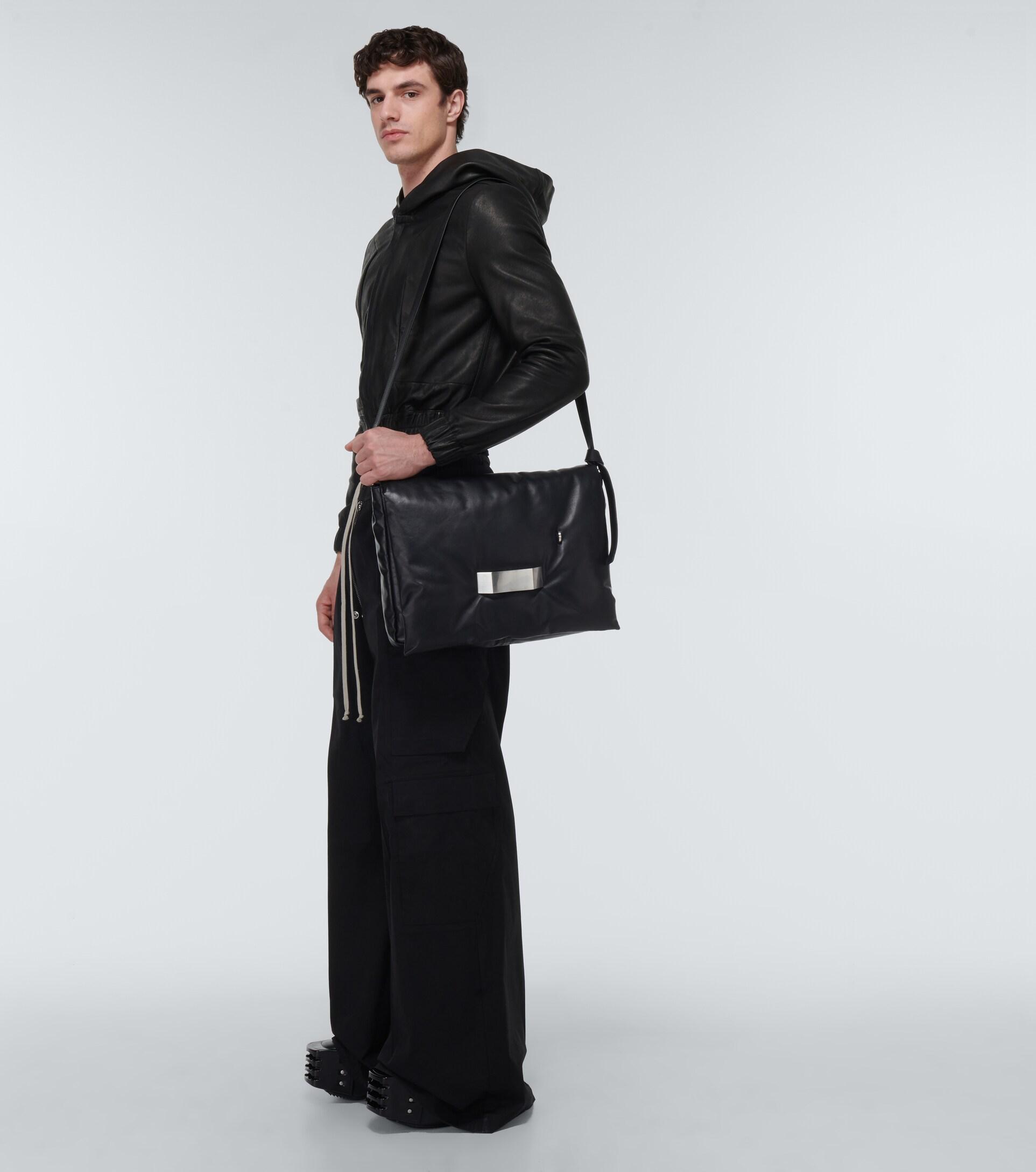 Rick Owens Men's Black Pillow Griffin Quilted Leather Shoulder Bag