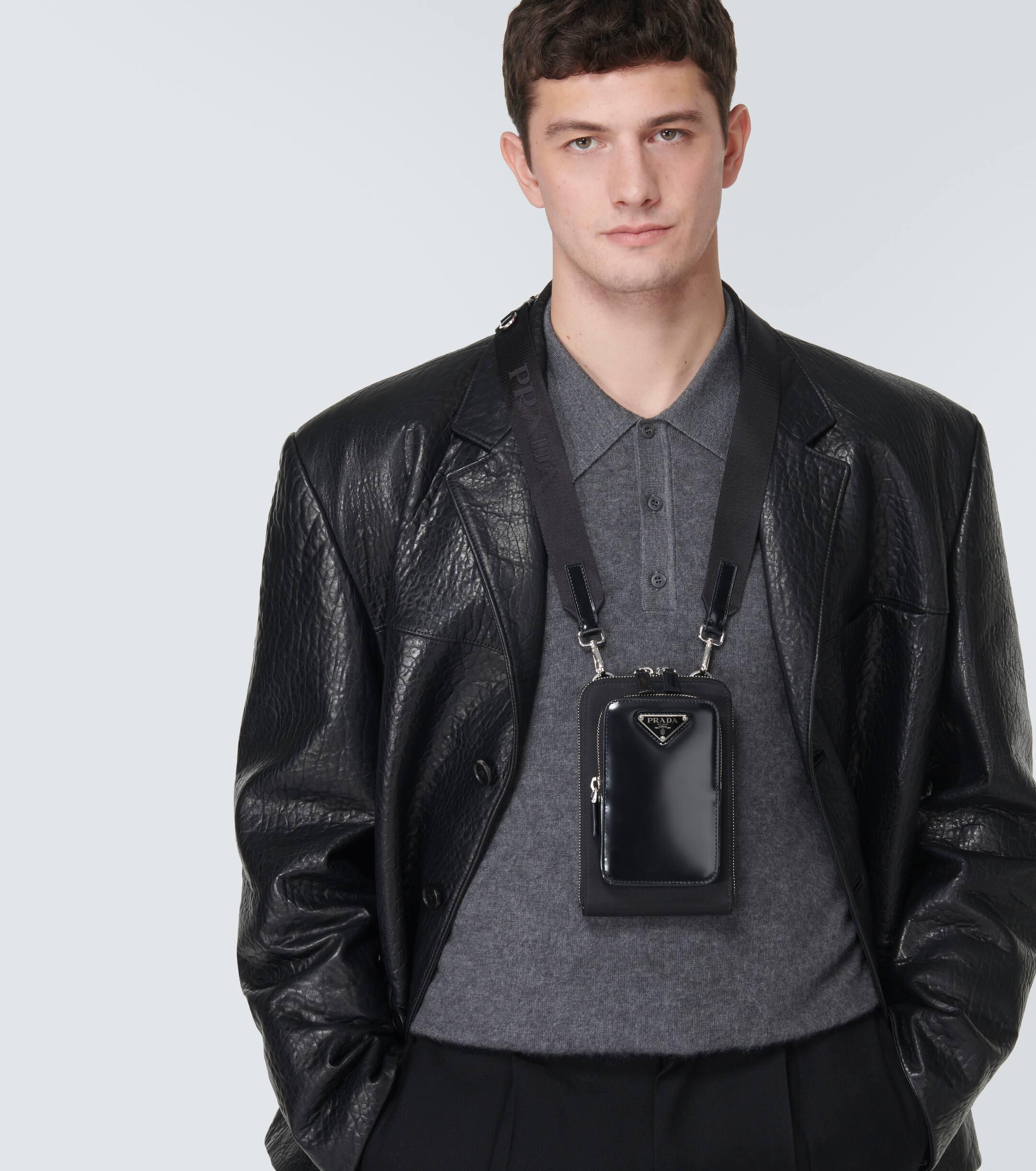 Re nylon And Leather Phone Pouch