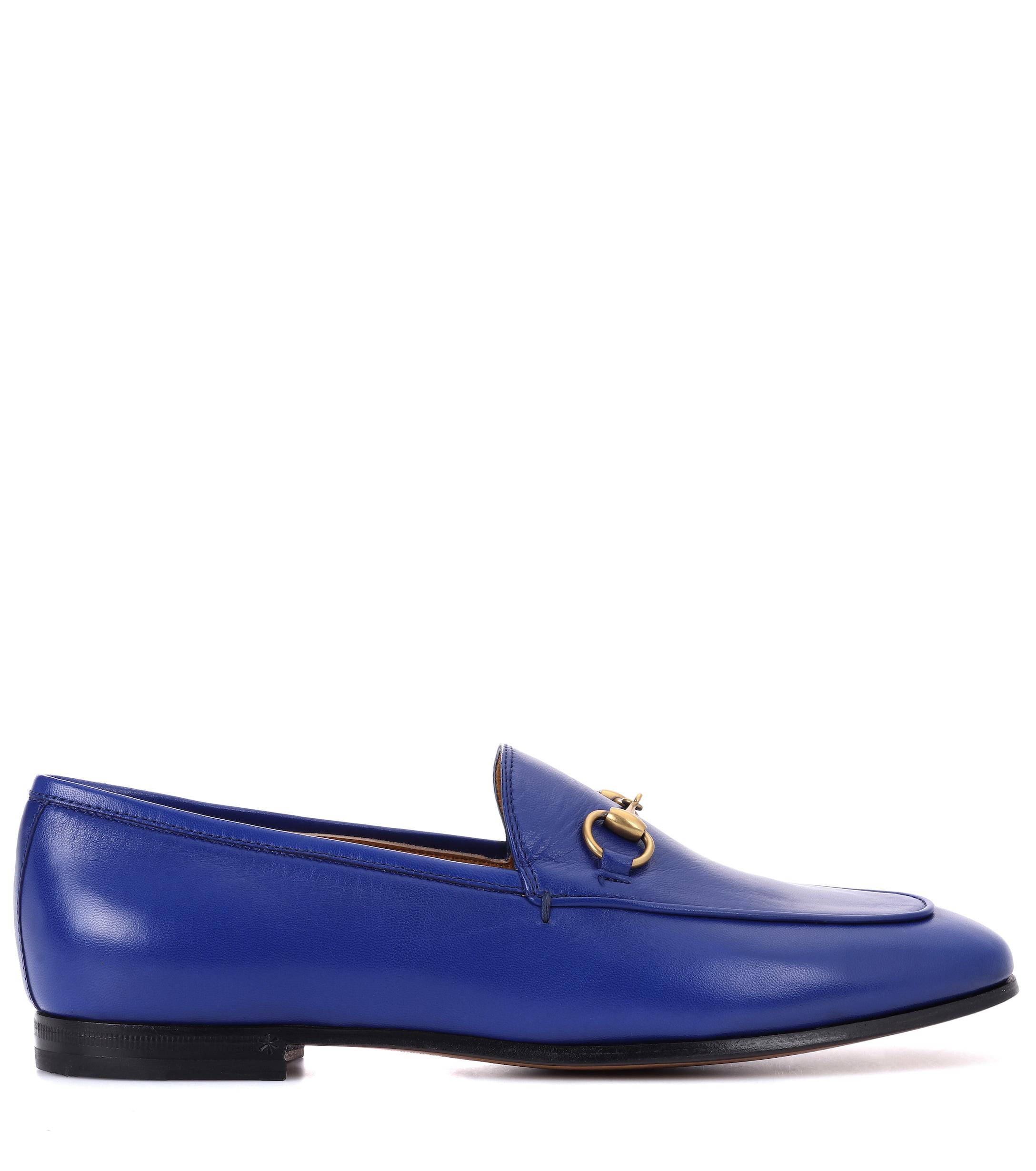 gucci jordaan leather loafer blue