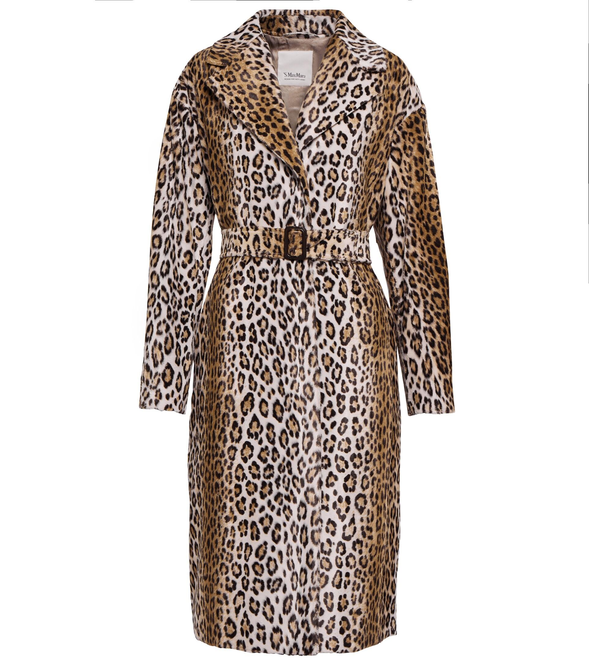 Max Mara Alpino Leopard-print Velvet Coat in Brown | Lyst